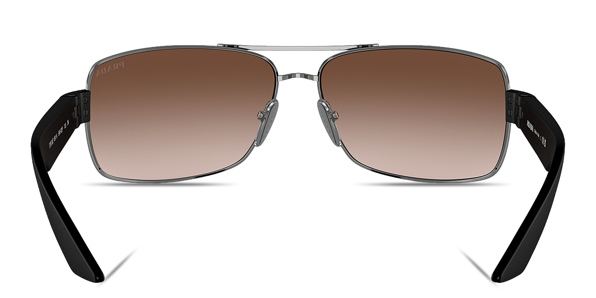 Shop Prada Linea Rossa Wide Rectangle Sunglasses in Gunmetal online.