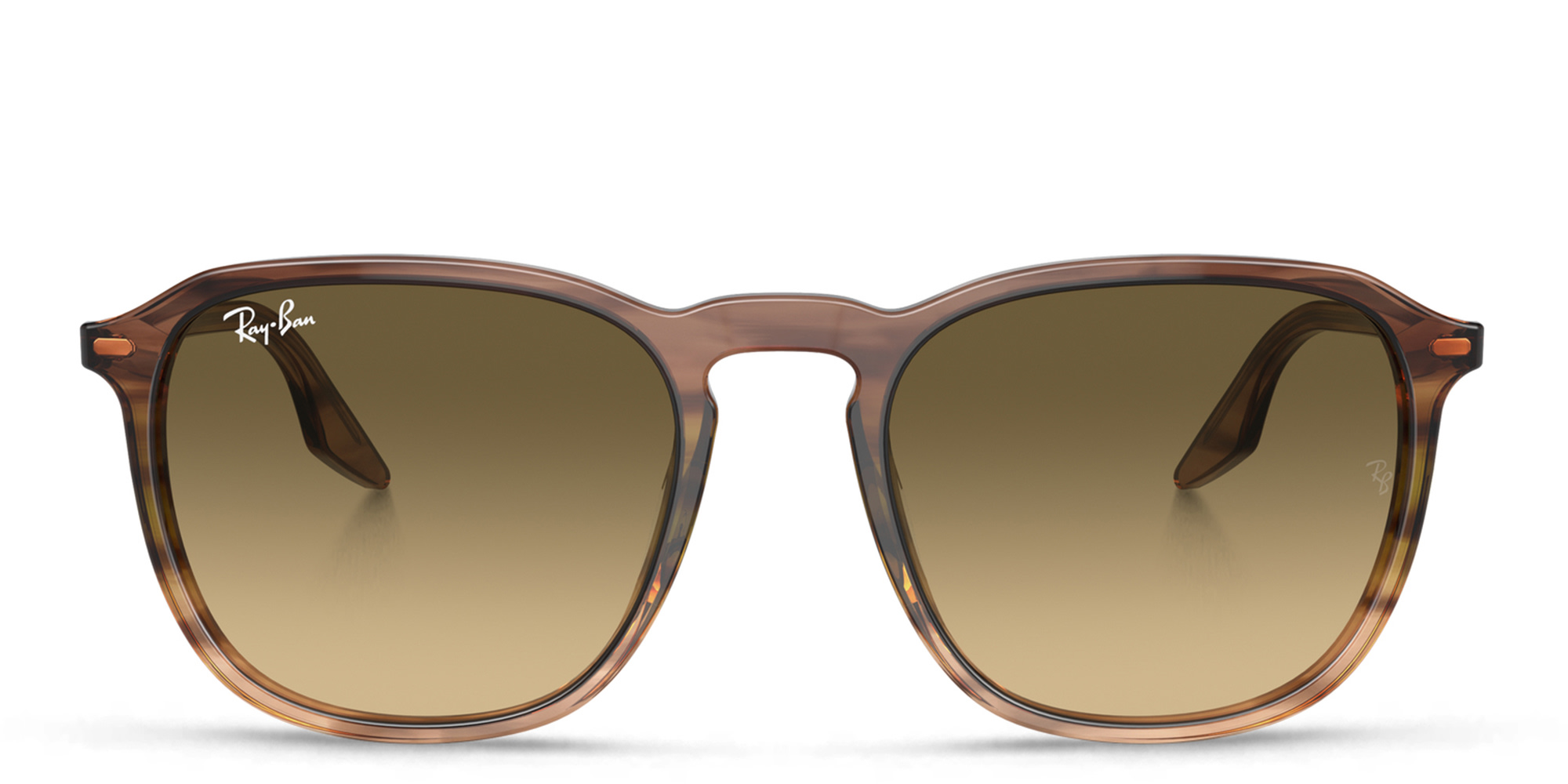 Shop Ray-Ban Unisex Square Sunglasses in Striped Brown & Green online.