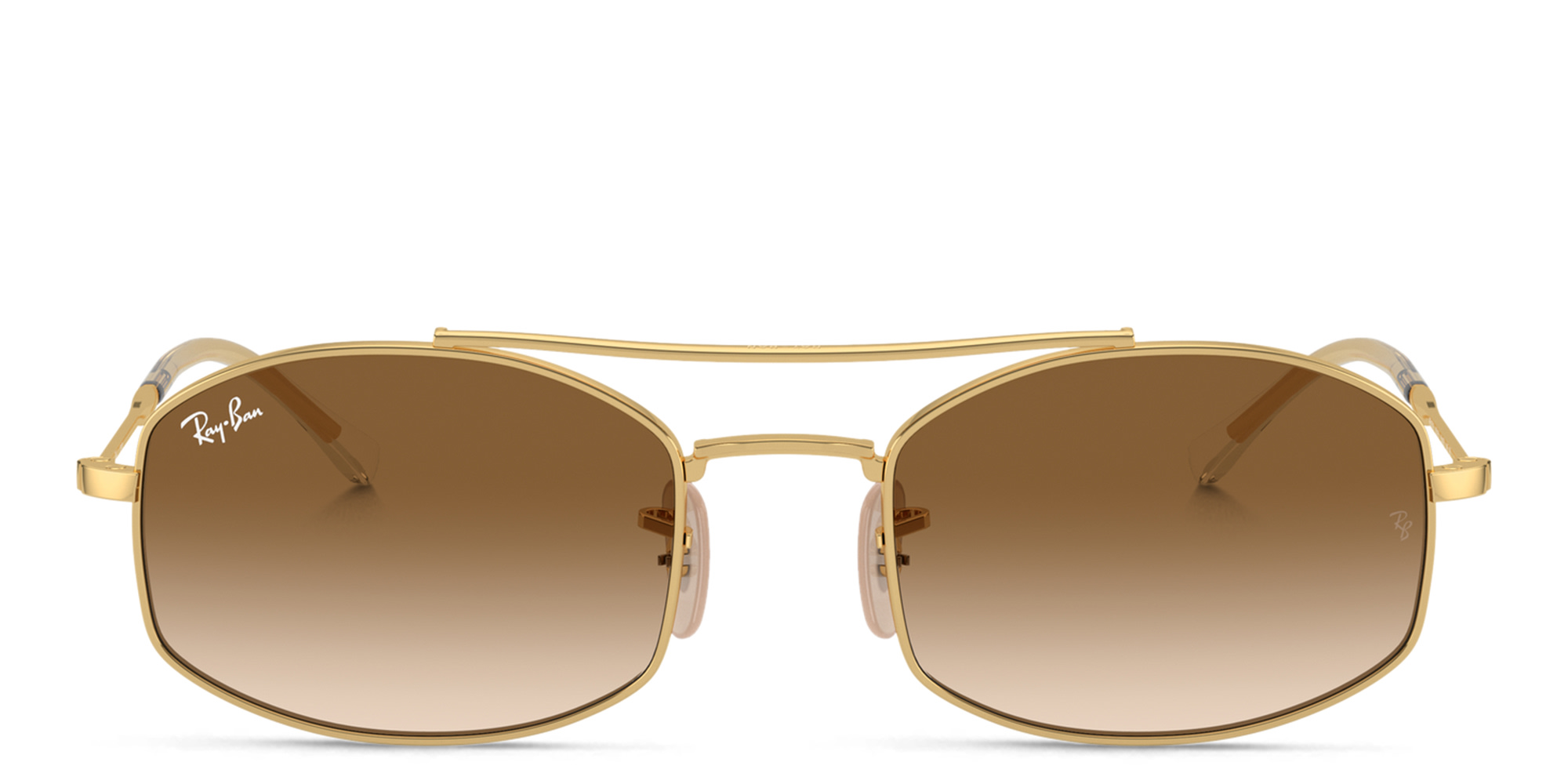 Shop Ray-Ban Unisex Oval Sunglasses in Gold online.