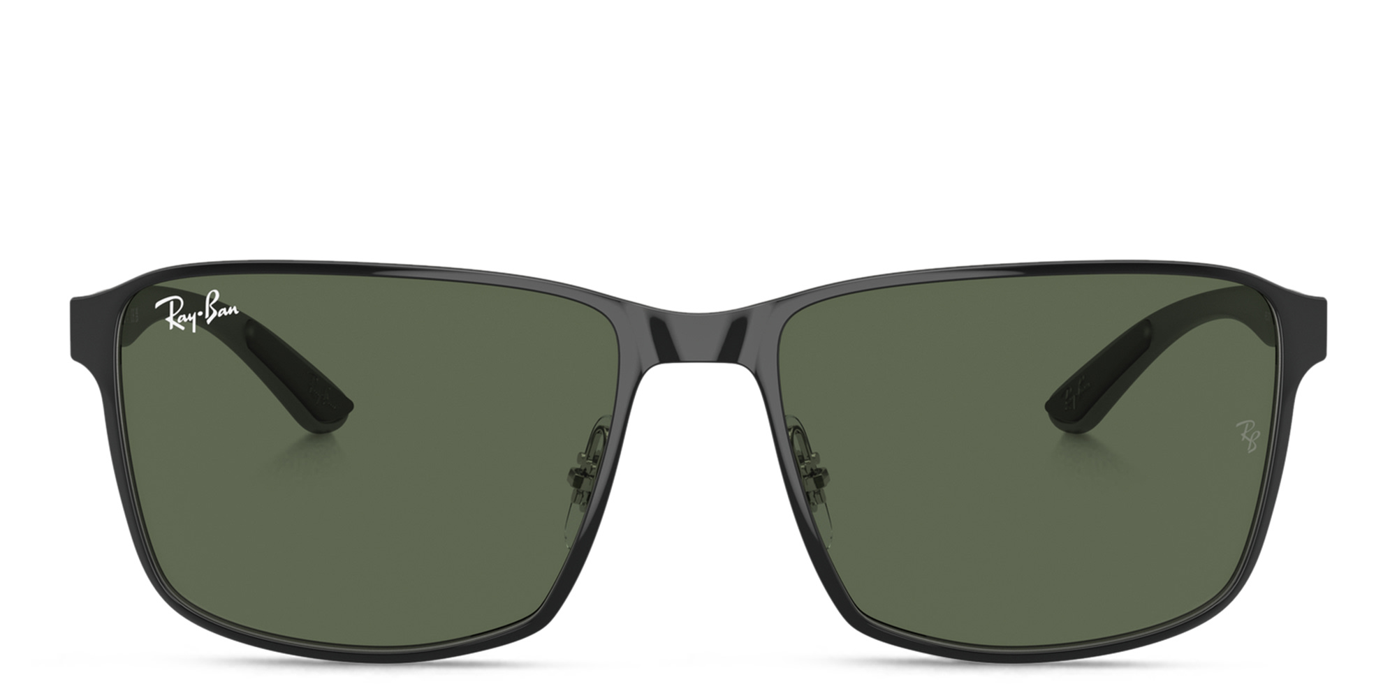 Shop Ray-Ban Unisex Square Sunglasses in Black On Silver online.