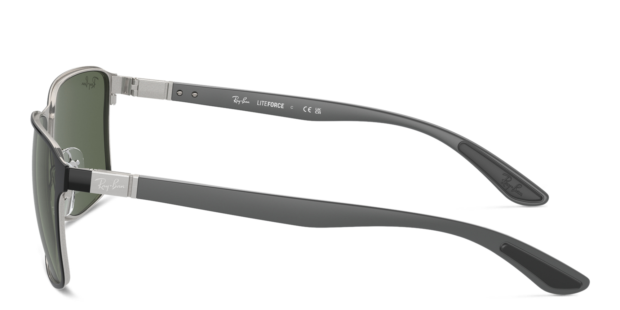 Ray-Ban Unisex Square Sunglasses in Black On Silver – Product Photo 3