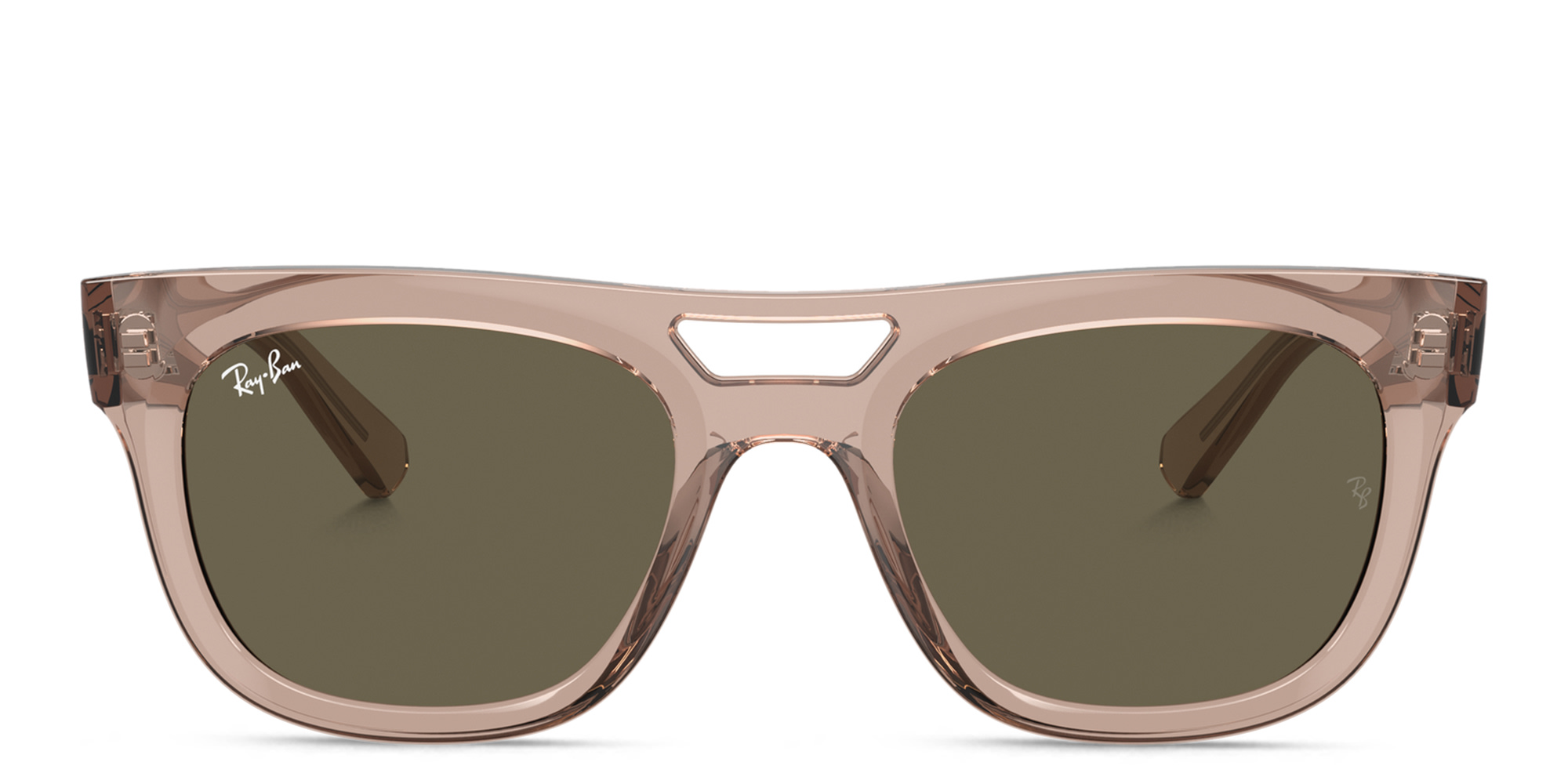 Shop Ray-Ban Phil Unisex Square Sunglasses in Transparent light brown online.
