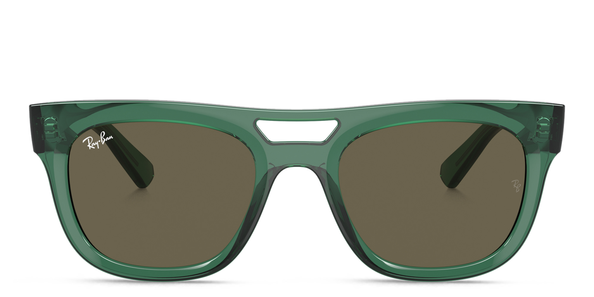 Shop Ray-Ban Phil Unisex Square Sunglasses in Transparent Green online.