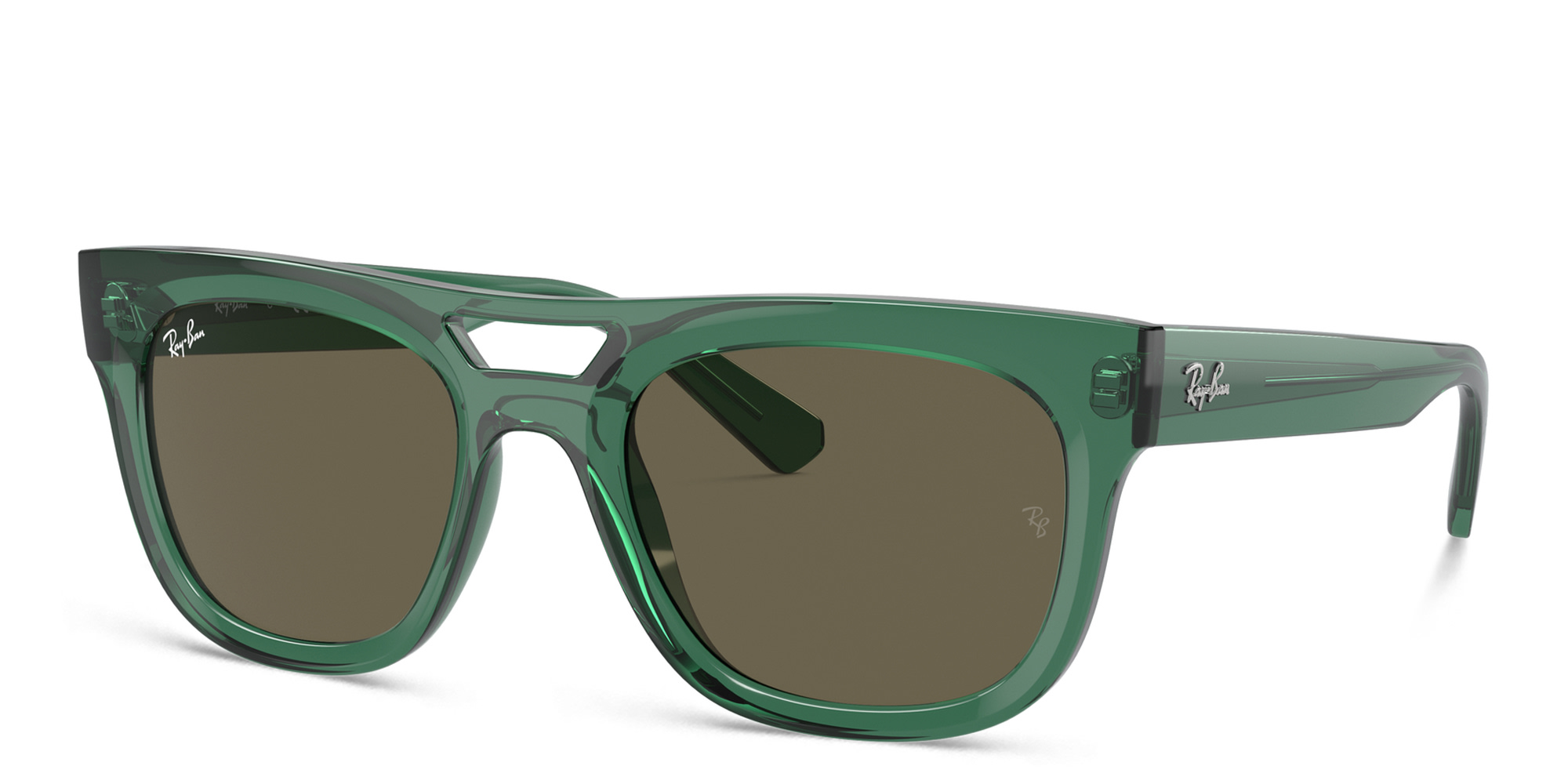 Shop Ray-Ban Phil Unisex Square Sunglasses in Transparent Green online.
