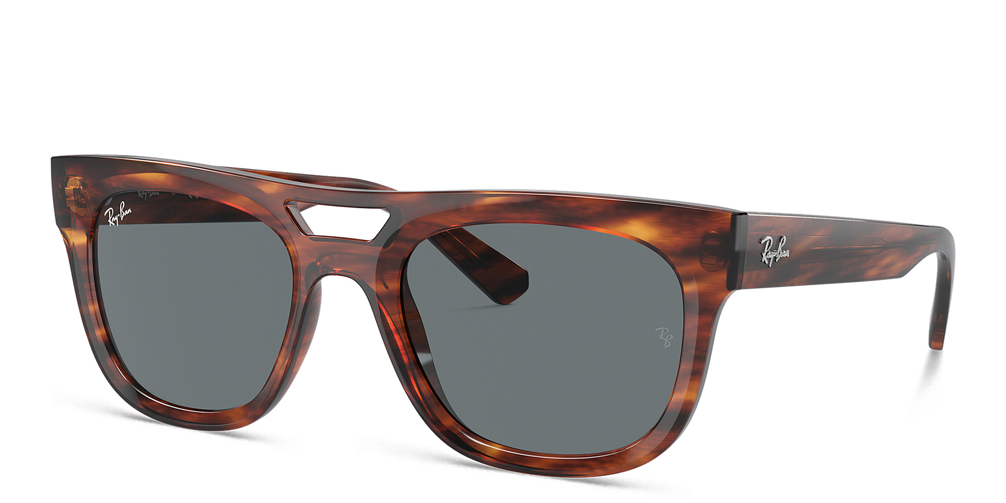 Shop Ray-Ban Phil Unisex Square Sunglasses in Striped Havana online.
