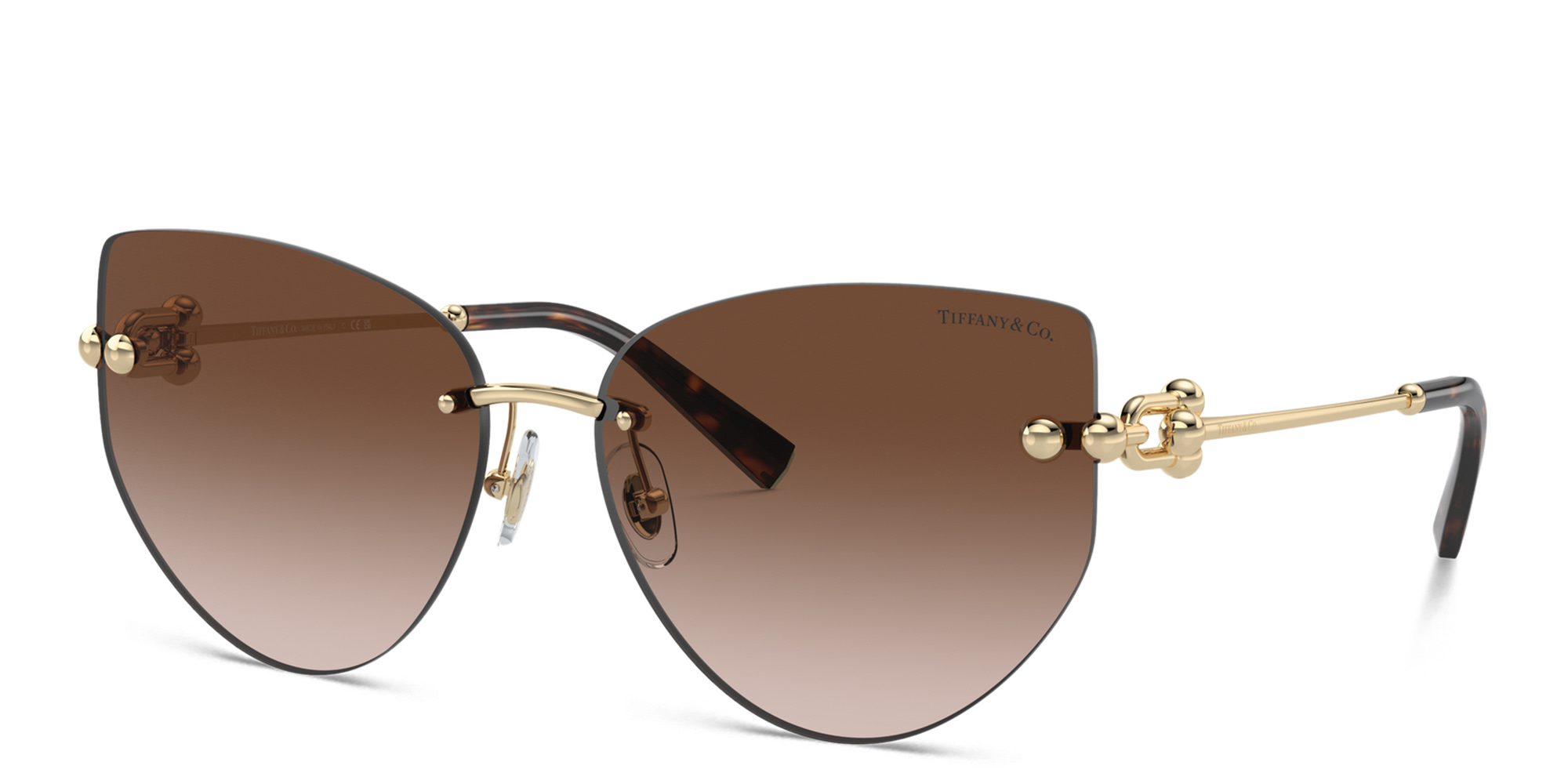 TIFFANY Tiffany HardWear Wide Rimless Butterfly Sunglasses in Pale Gold – Product Photo 2