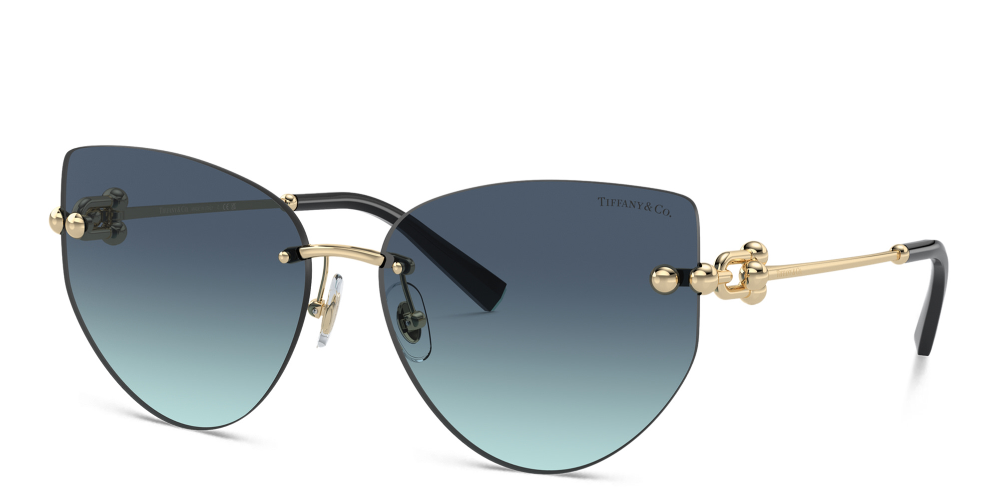 TIFFANY Tiffany HardWear Wide Rimless Butterfly Sunglasses in Pale Gold – Product Photo 2