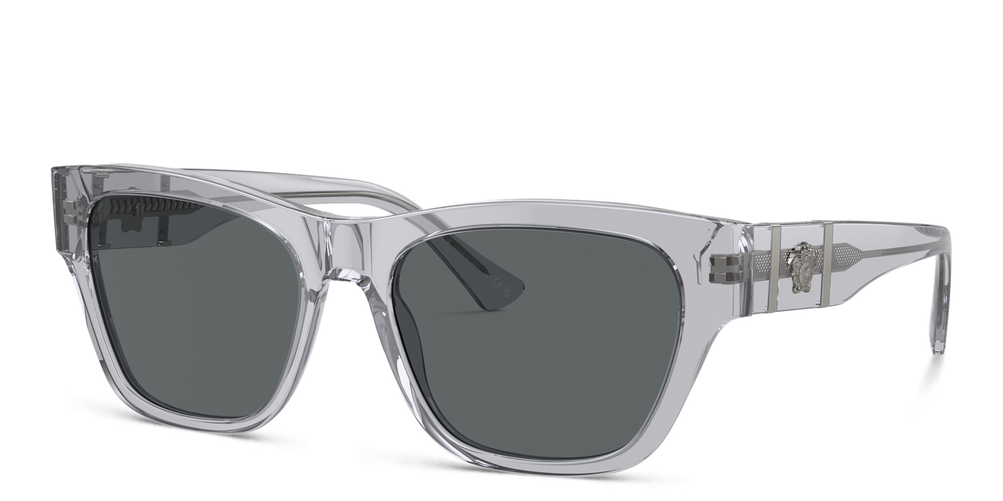 VERSACE Medusa Square Sunglasses in Grey Transparent – Product Photo 2