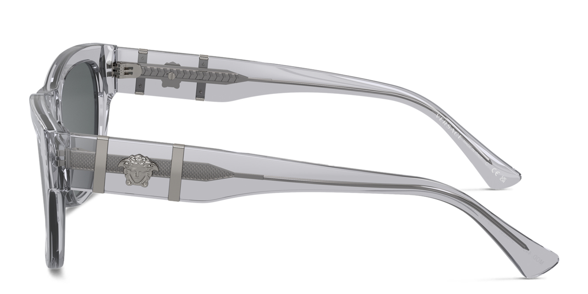 VERSACE Medusa Square Sunglasses in Grey Transparent – Product Photo 3