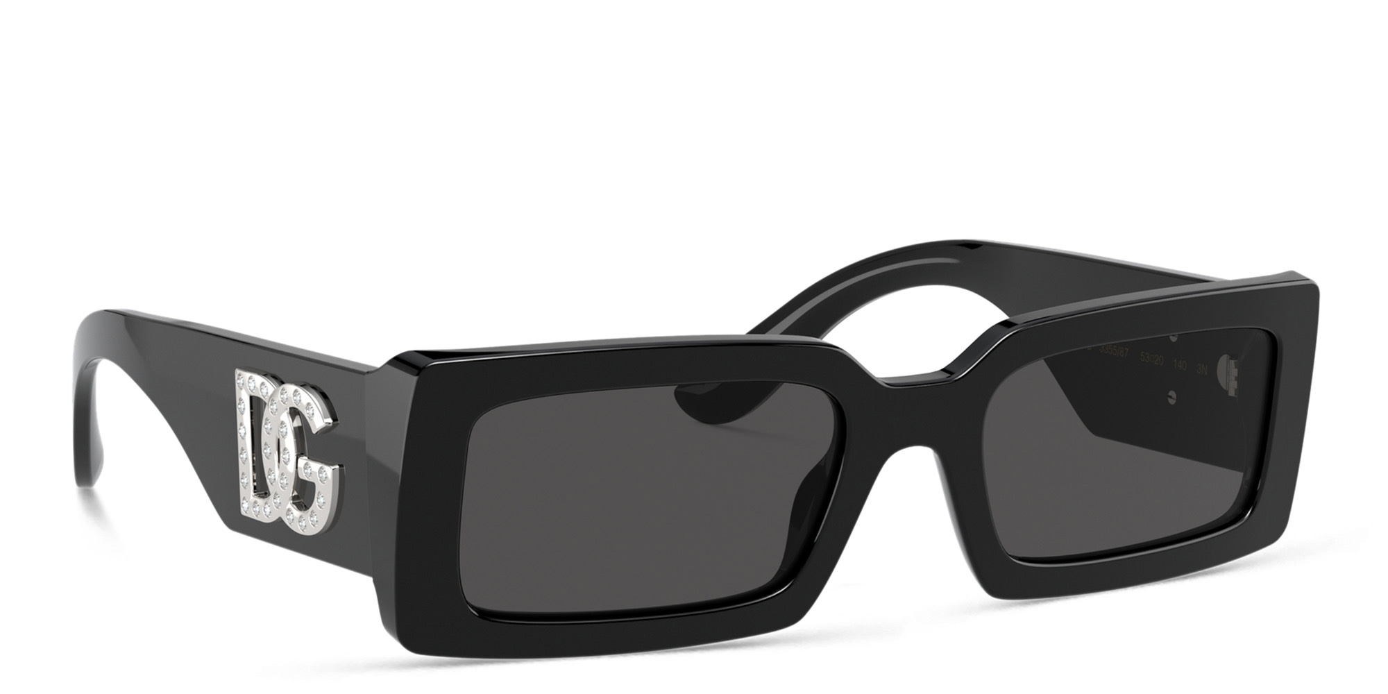 Shop Dolce & Gabbana Rectangle Sunglasses in Black online.