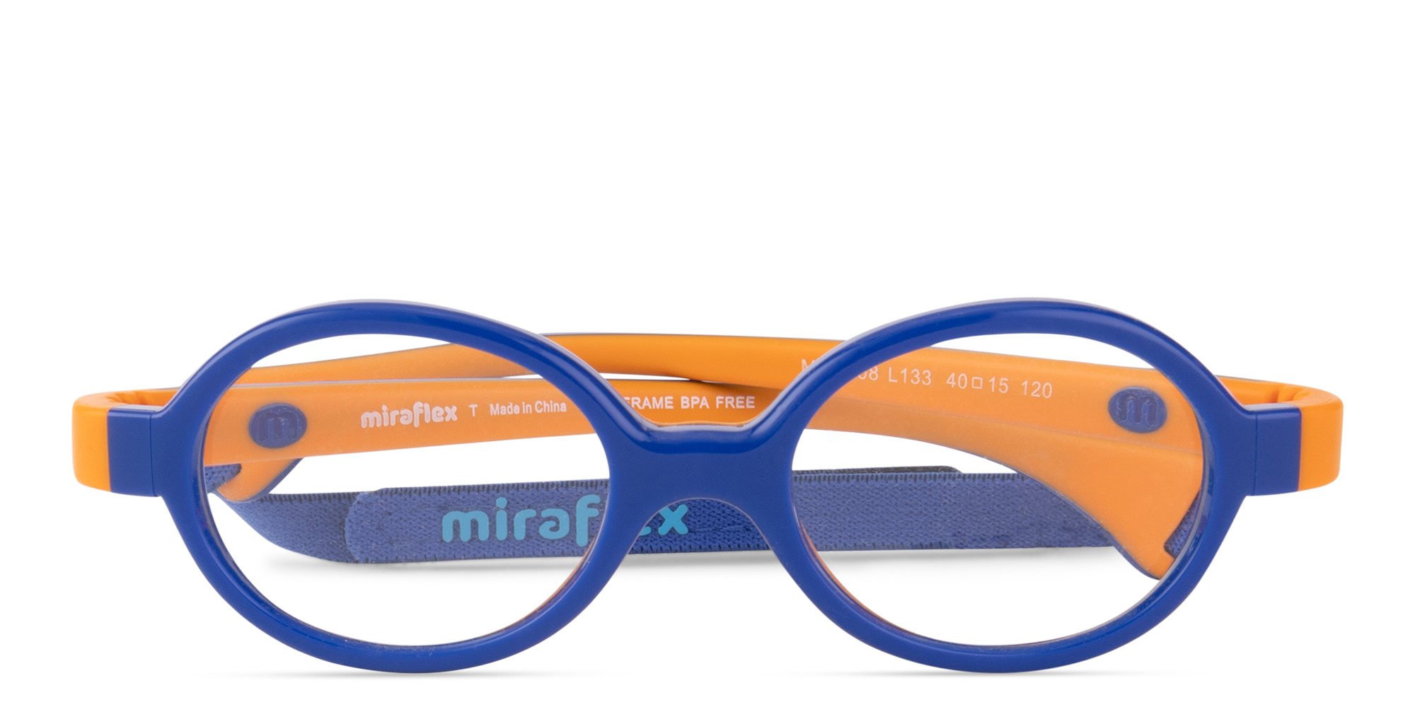 Shop Mira Flex Logo Kids Oval Eyeglasses in Blue & Orange online.