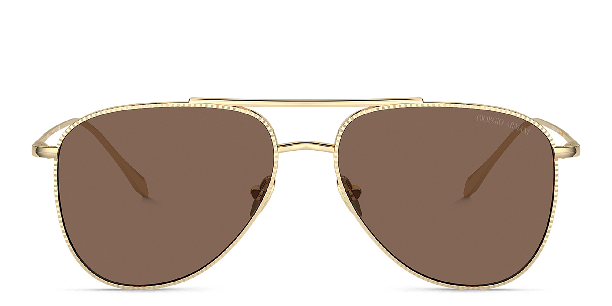 Shop GIORGIO ARMANI Logo Pilot Sunglasses in Pale Gold online.