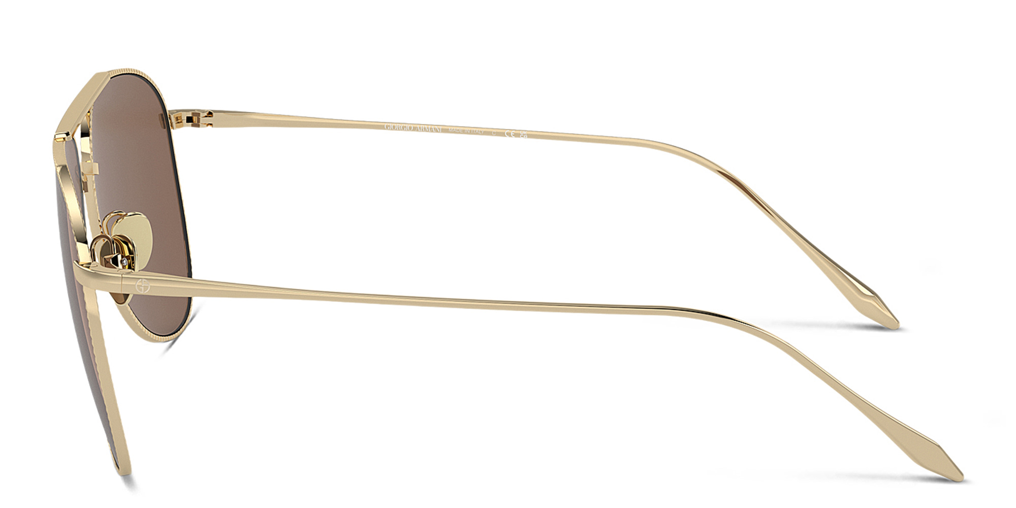 Shop GIORGIO ARMANI Logo Pilot Sunglasses in Pale Gold online.