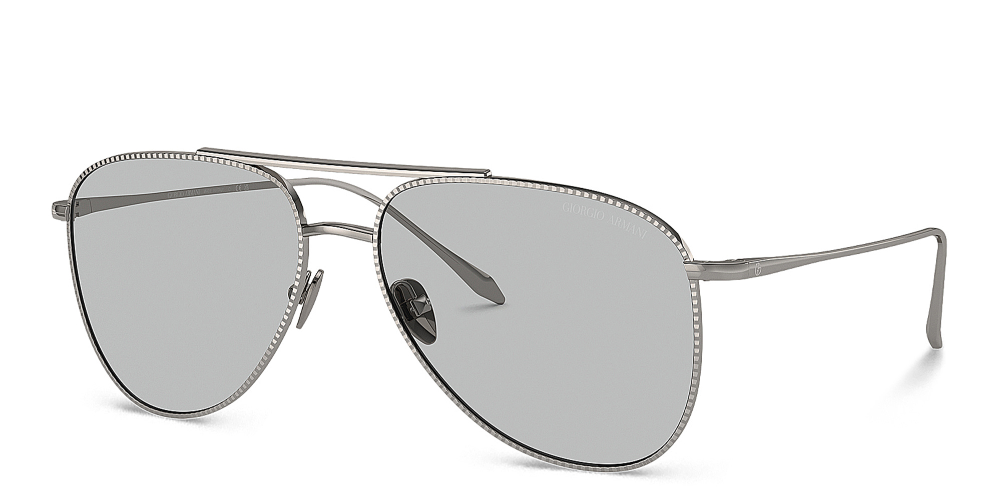 GIORGIO ARMANI Logo Pilot Sunglasses in Gunmetal – Product Photo 2