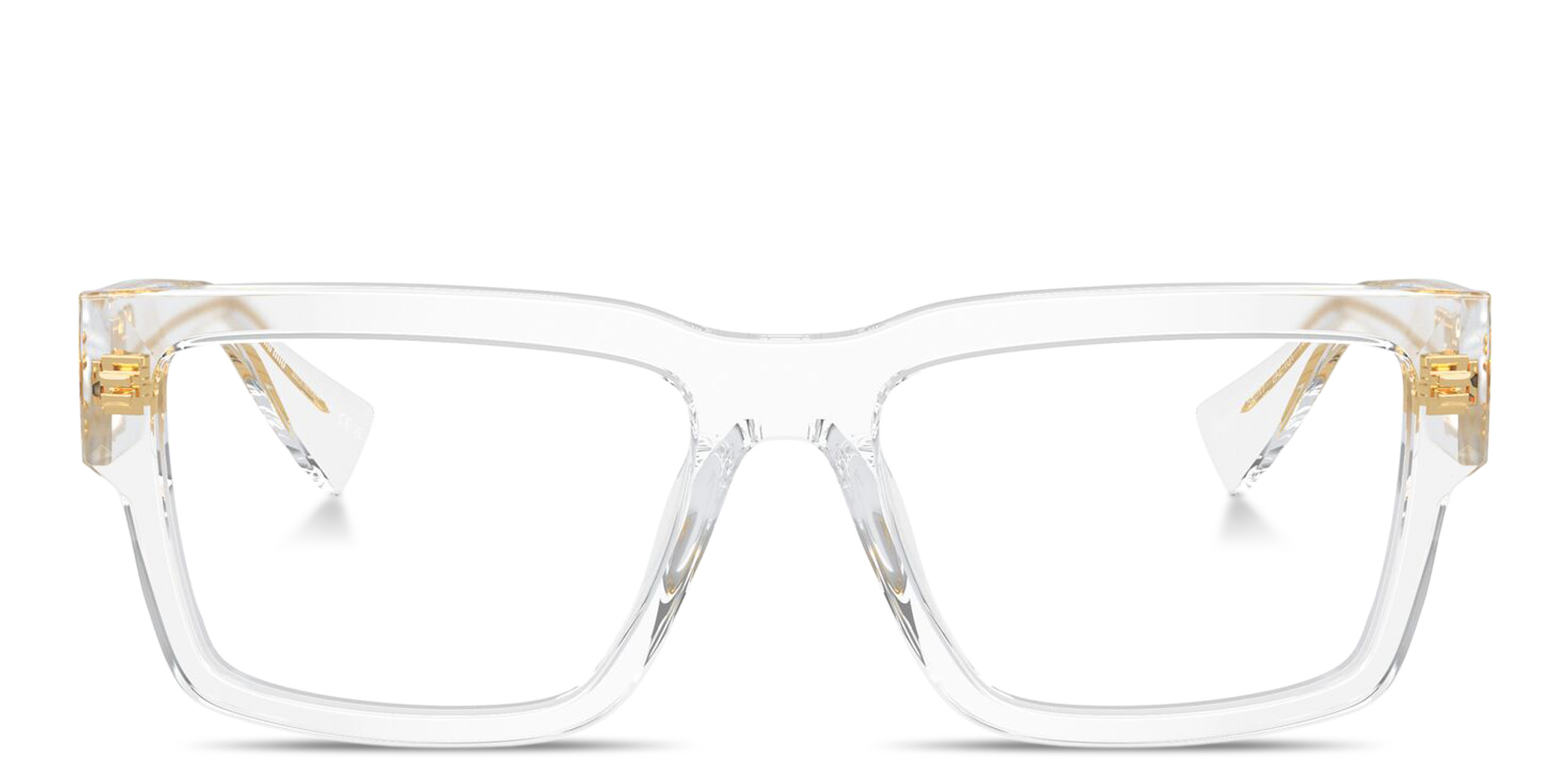 Shop MIU MIU Vertical Logo Rectangle Eyeglasses in Crystal Clear online.
