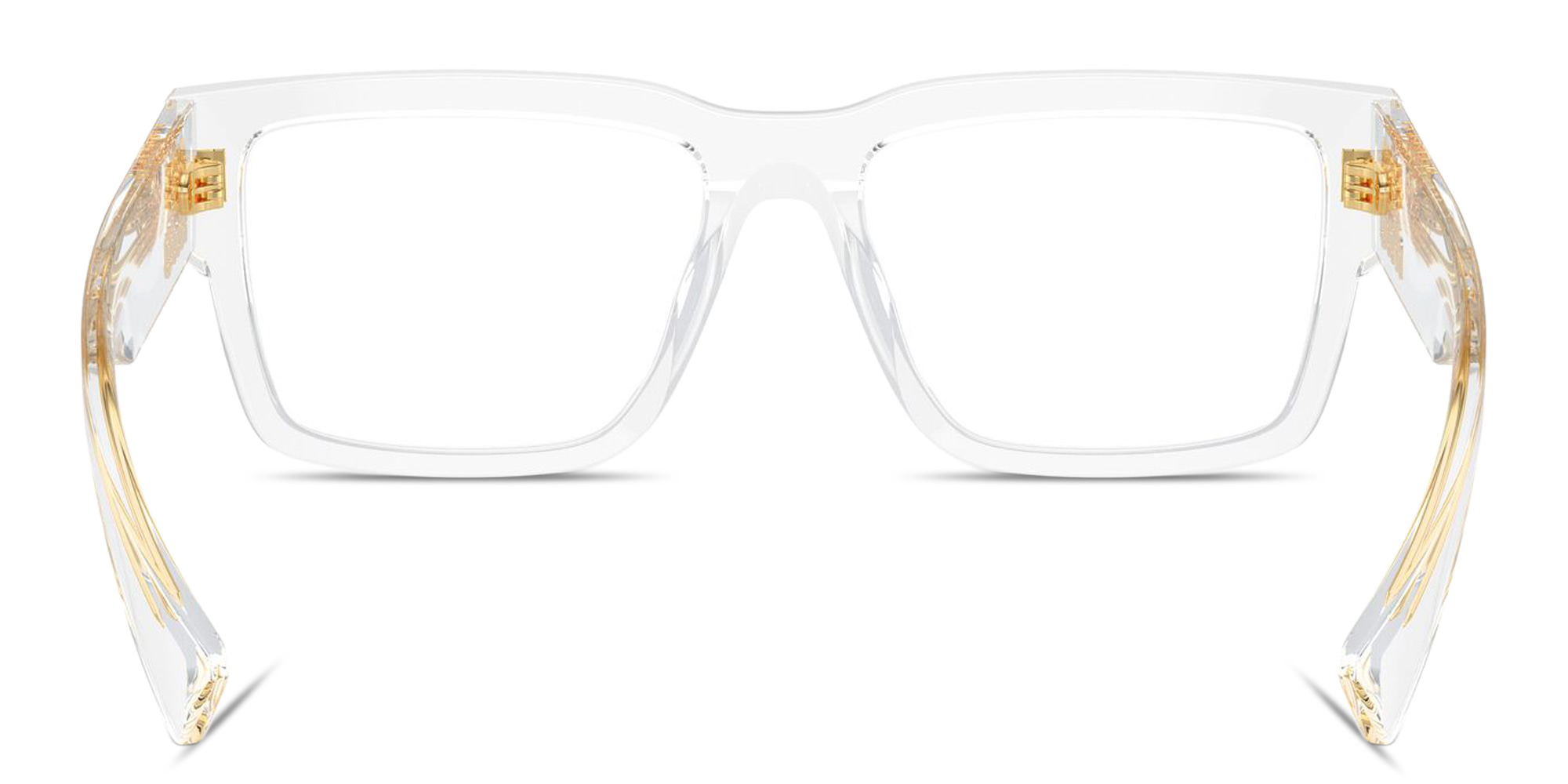 Shop MIU MIU Vertical Logo Rectangle Eyeglasses in Crystal Clear online.