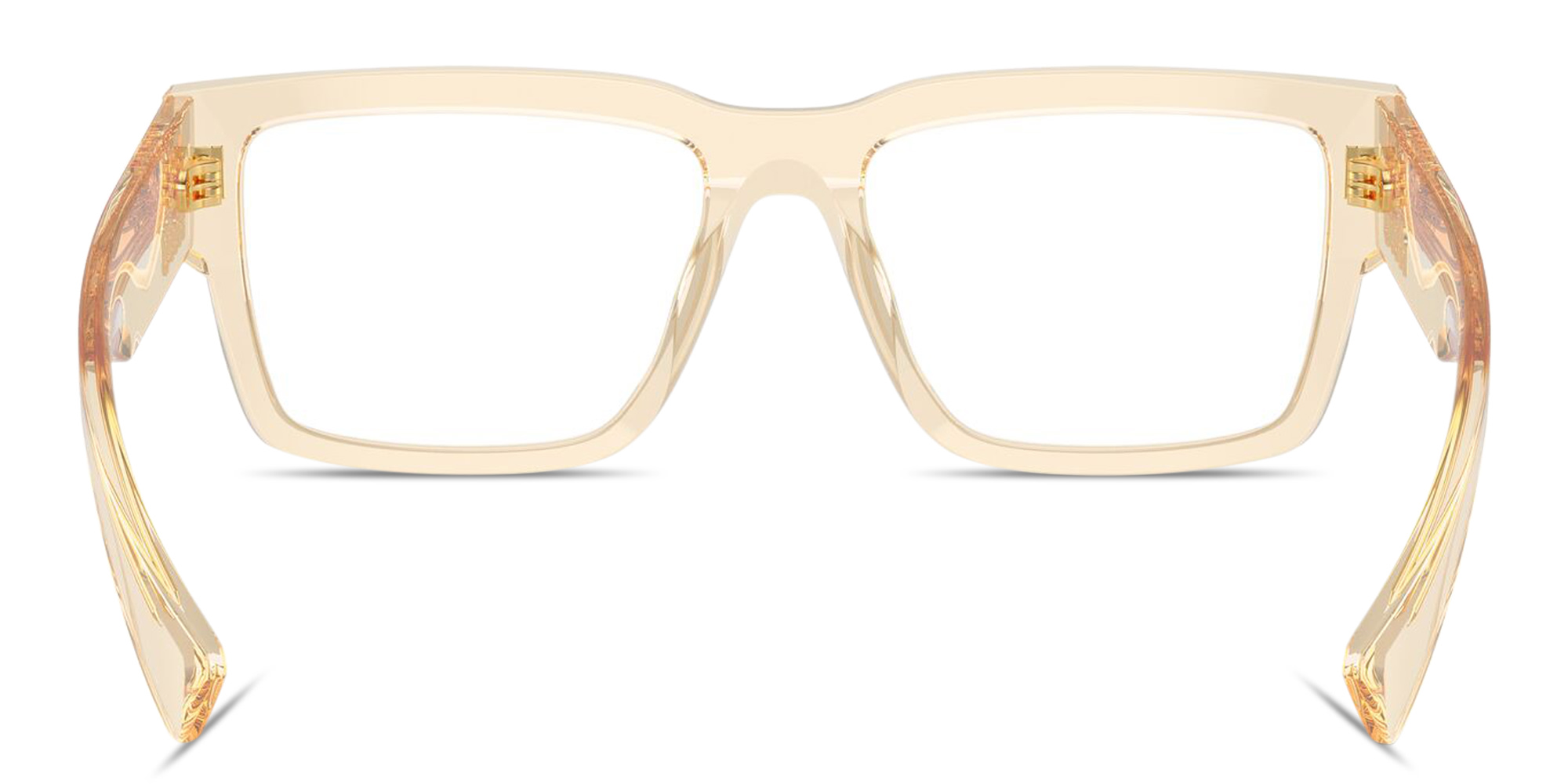 Shop MIU MIU Vertical Logo Rectangle Eyeglasses in Transparent Sand online.