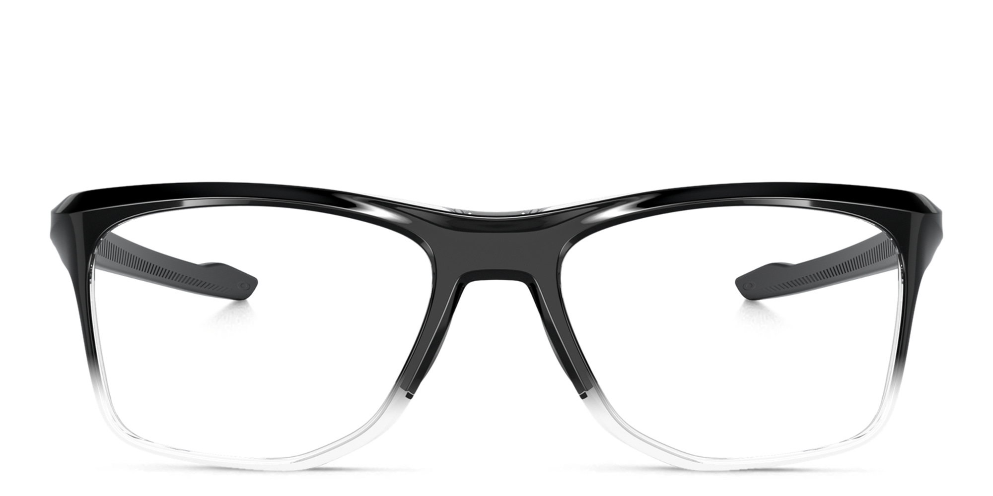 Shop Oakley Wide Rectangle Eyeglasses in Polished Black Fade online.