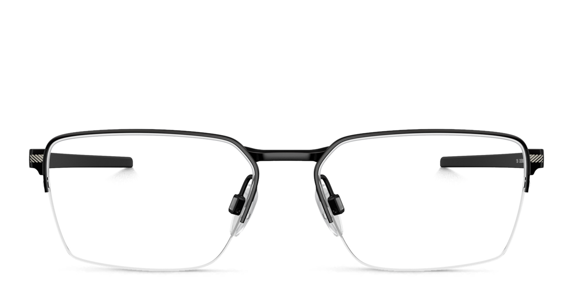 Shop Oakley Half-Rim Wide Rectangle Eyeglasses in Satin Black online.