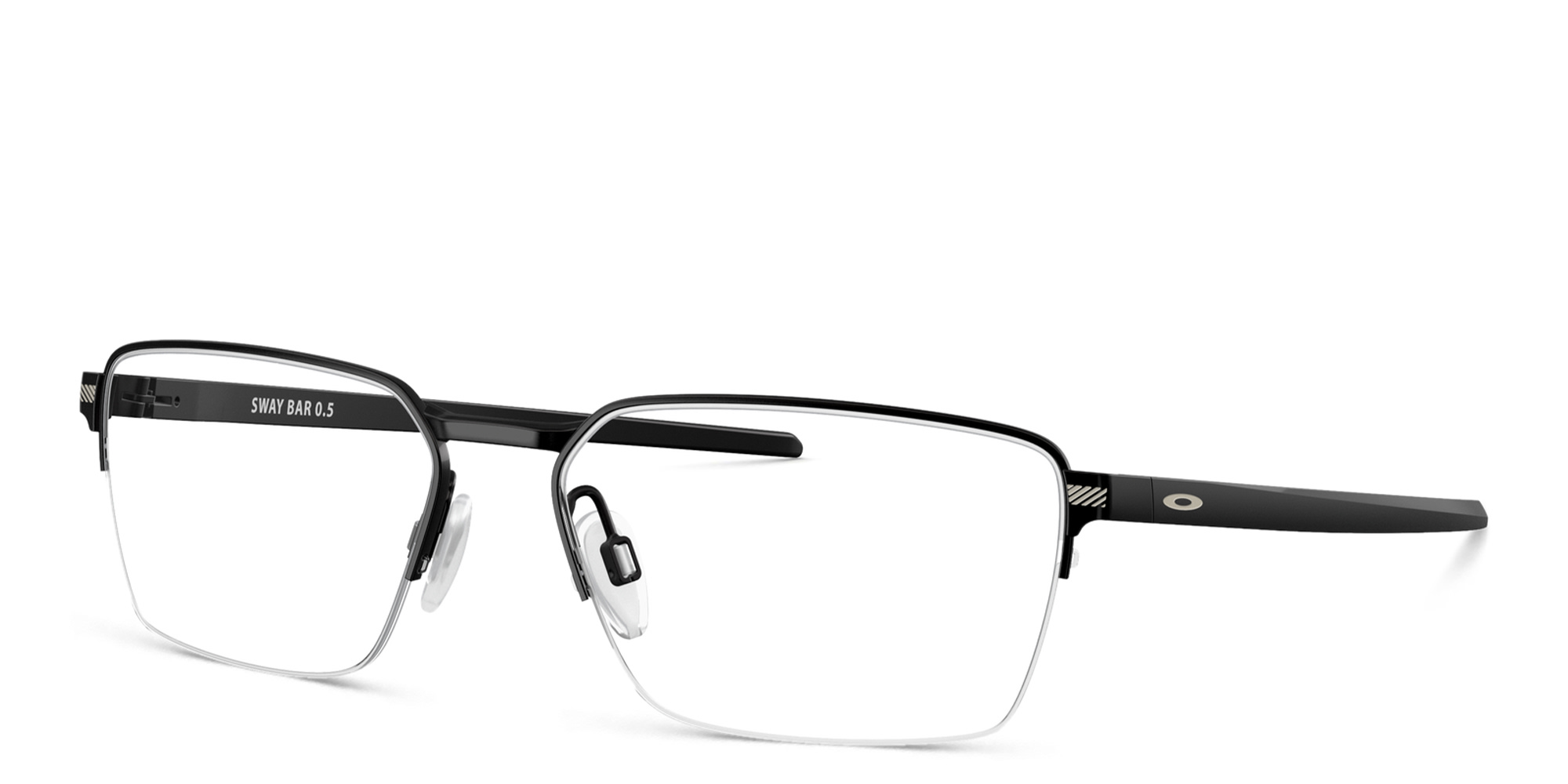 Shop Oakley Half-Rim Wide Rectangle Eyeglasses in Satin Black online.