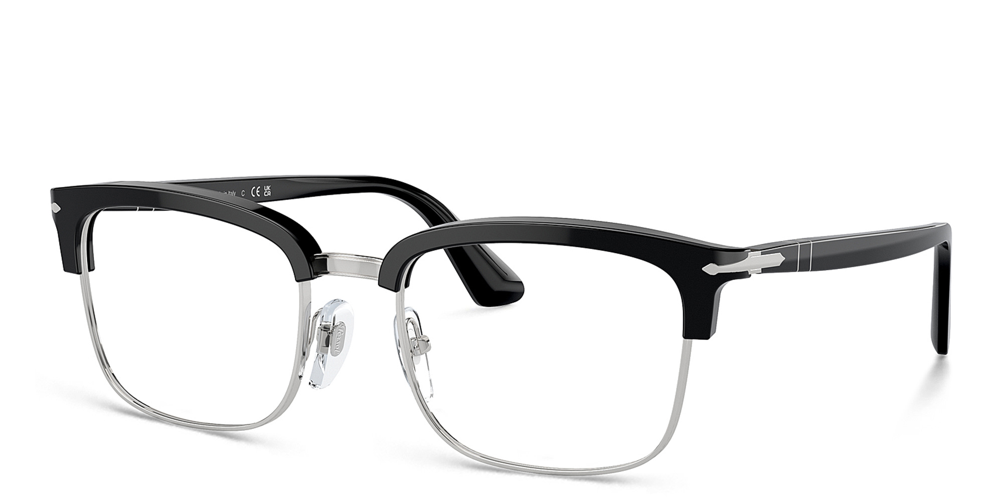 Shop PERSOL Unisex Rectangle Eyeglasses in Black online.