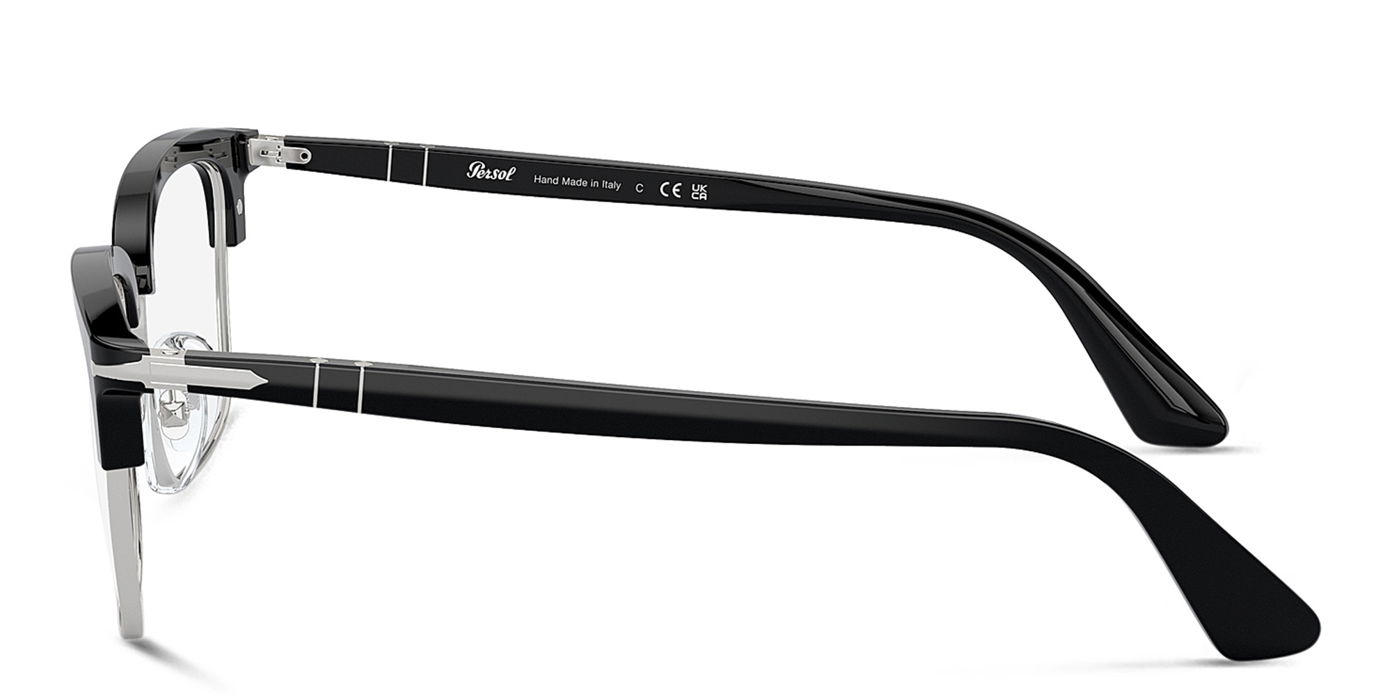 Shop PERSOL Unisex Rectangle Eyeglasses in Black online.