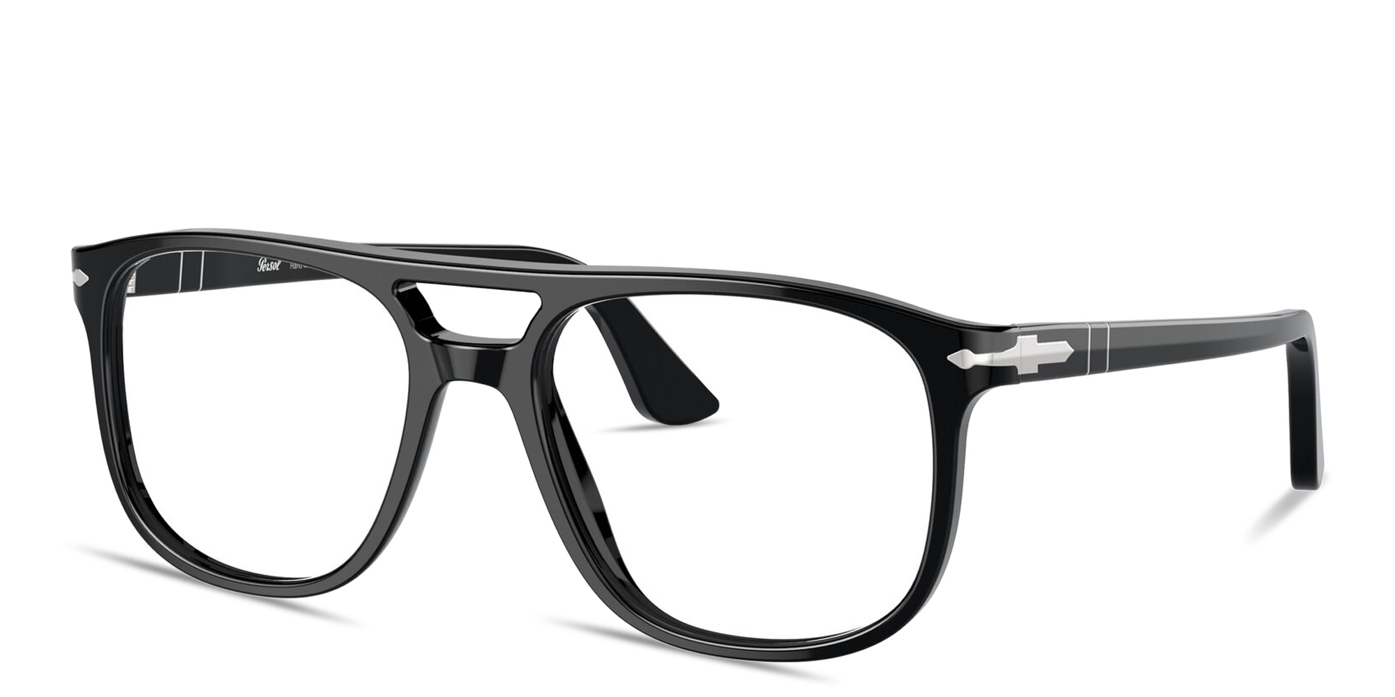 Shop PERSOL Greta Unisex Aviator Eyeglasses in Black online.