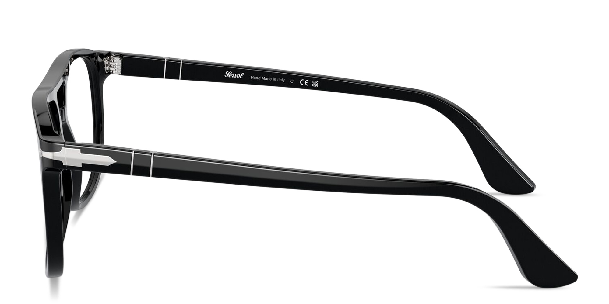 Shop PERSOL Greta Unisex Aviator Eyeglasses in Black online.