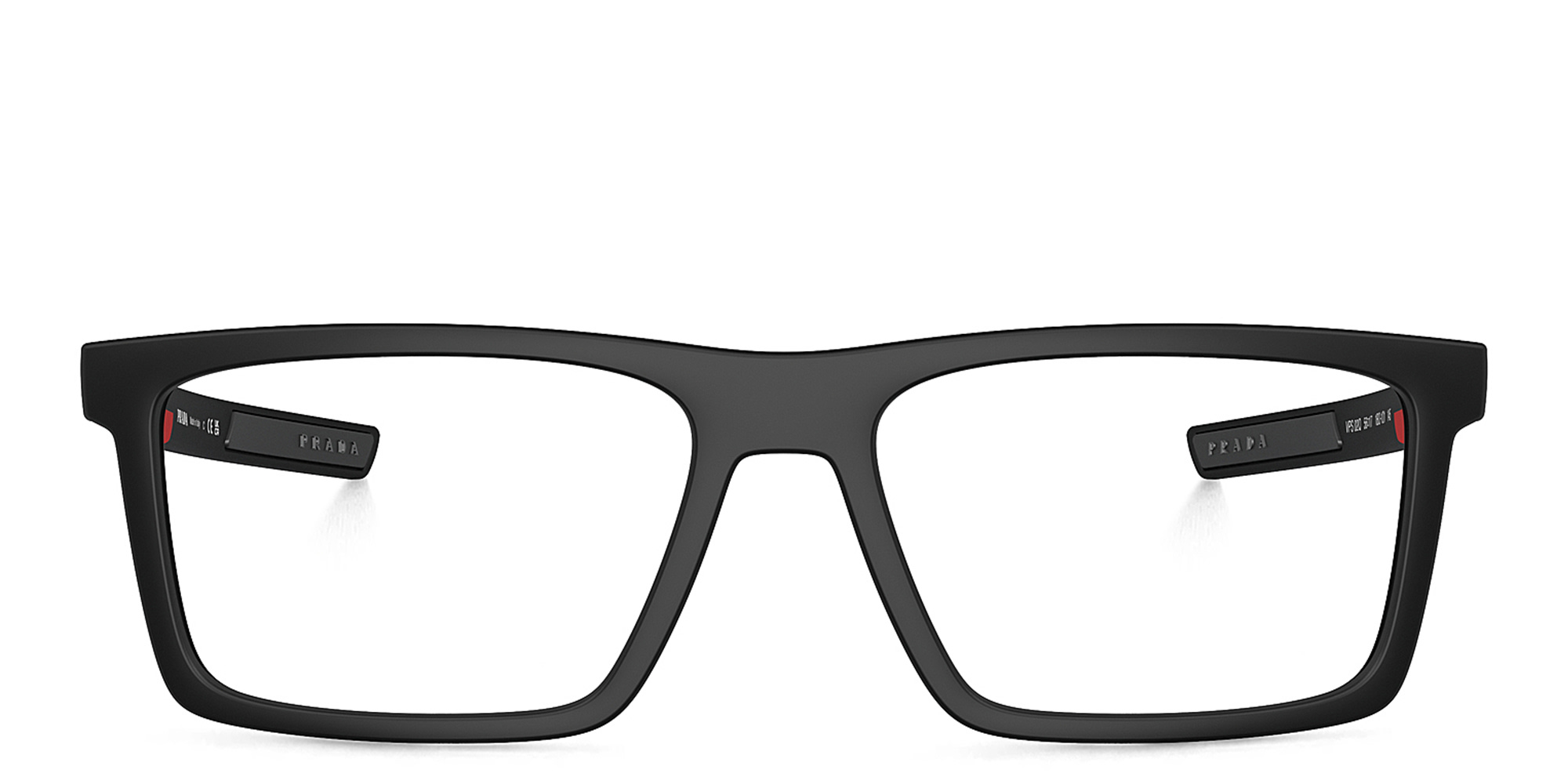 Shop Prada Linea Rossa Wide Rectangle Eyeglasses in Matte Black online.