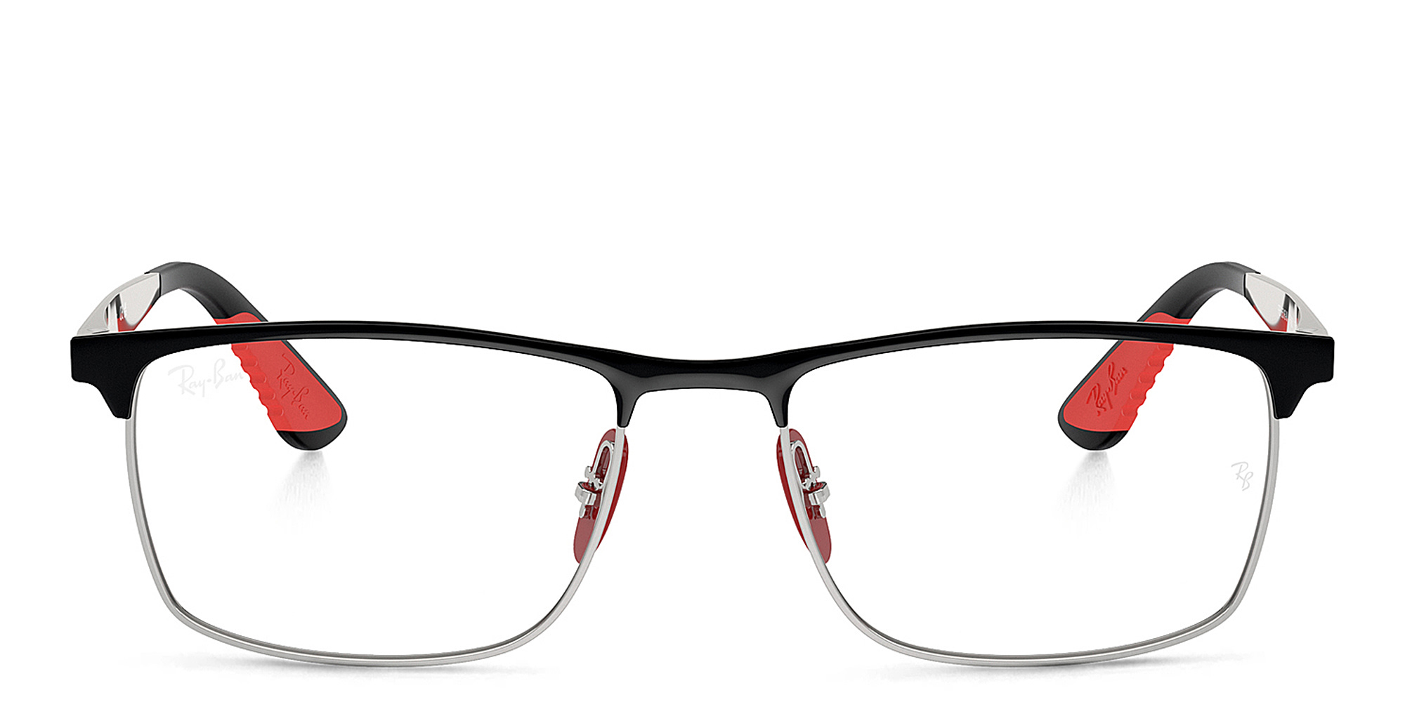 Ray-Ban Unisex Wide Rectangle Eyeglasses in Black On Silver – Product Photo 1