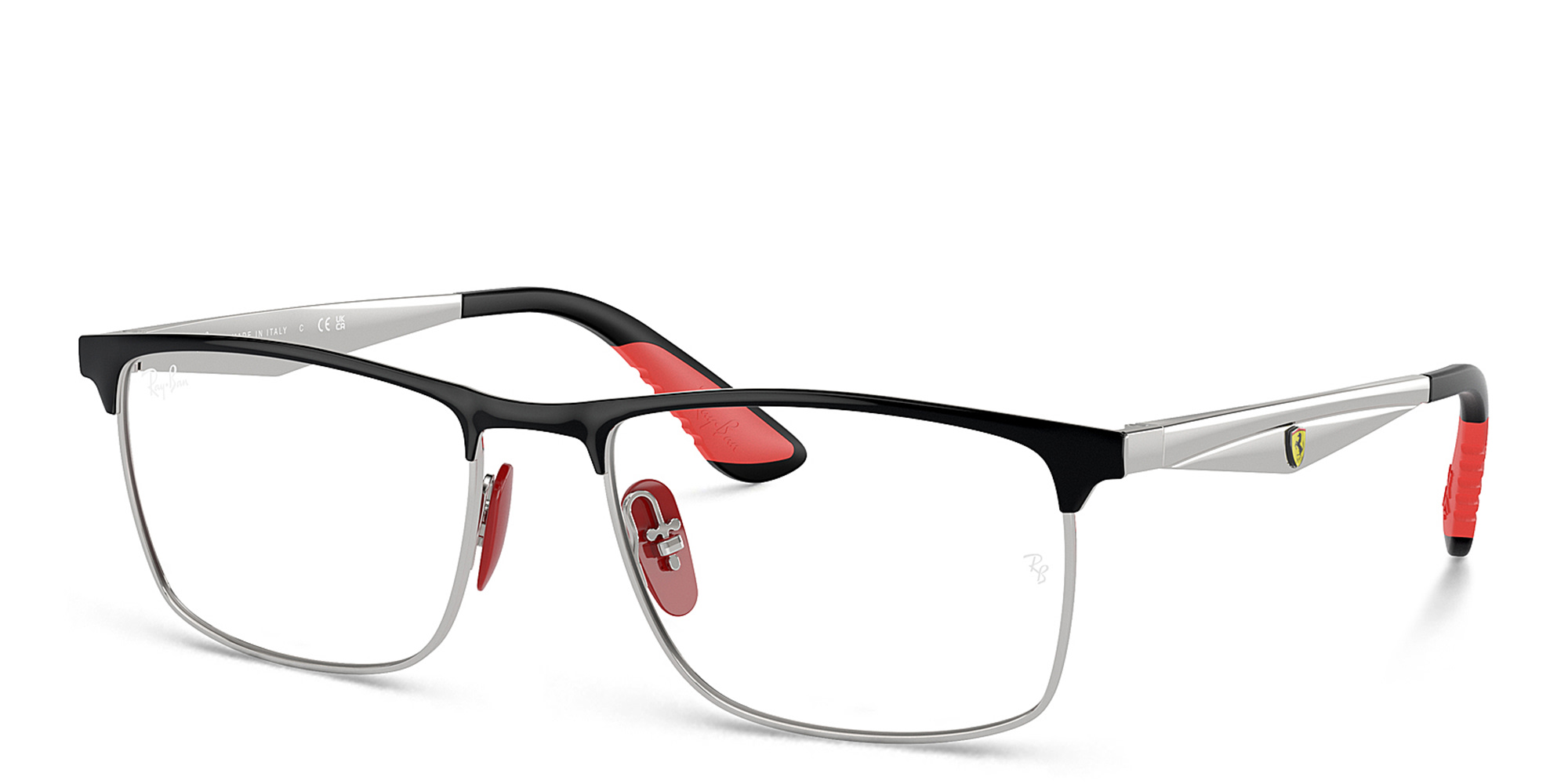 Ray-Ban Unisex Wide Rectangle Eyeglasses in Black On Silver – Product Photo 2