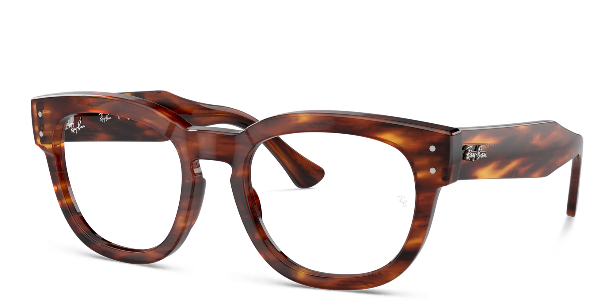 Shop Ray-Ban Mega Hawkeye Unisex Square Eyeglasses in Striped Havana online.