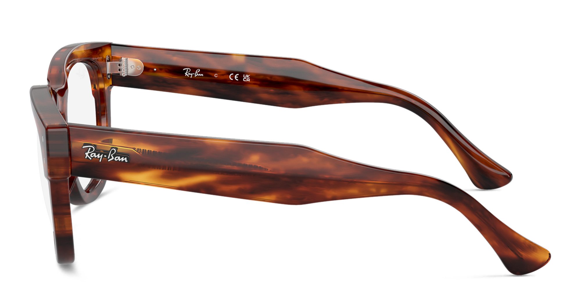 Shop Ray-Ban Mega Hawkeye Unisex Square Eyeglasses in Striped Havana online.