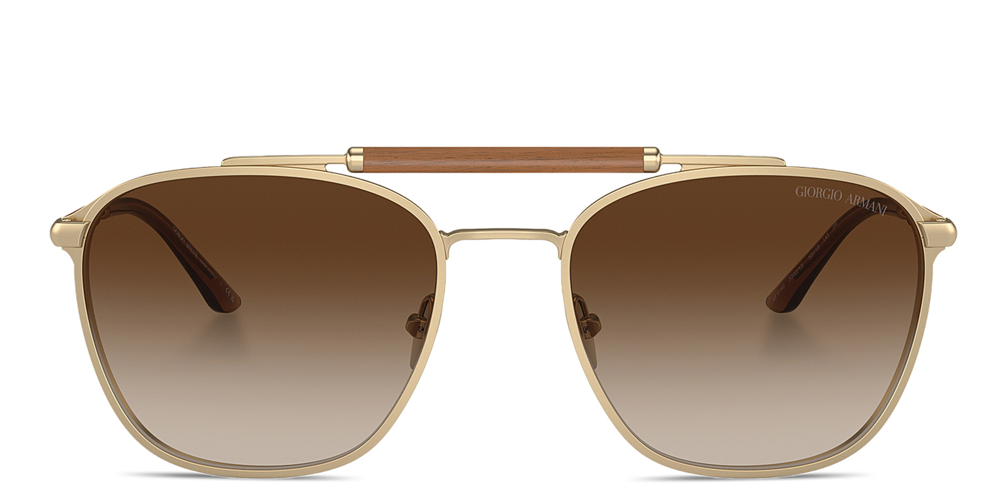 Shop GIORGIO ARMANI Square Sunglasses in Gold online.
