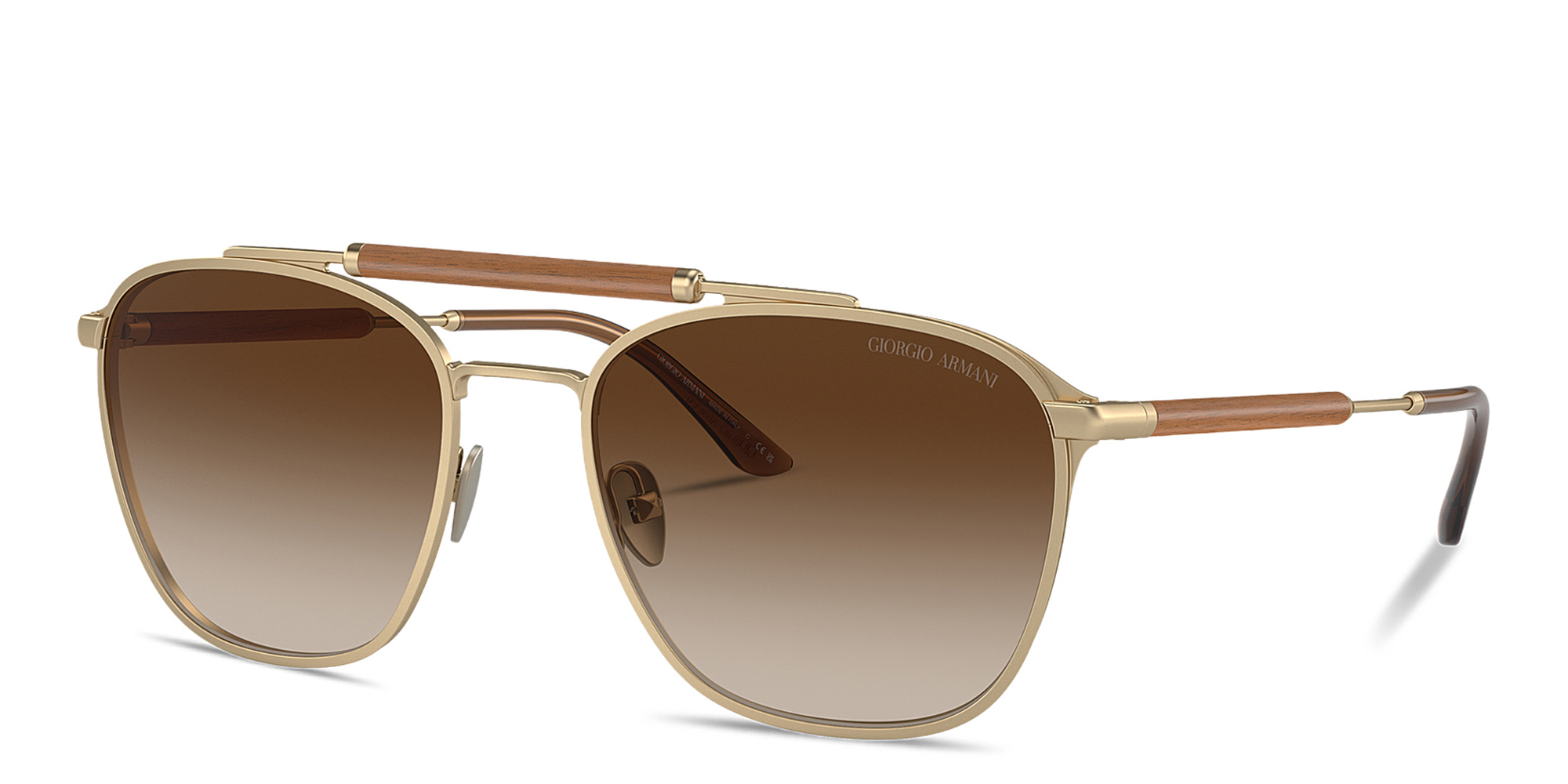 Shop GIORGIO ARMANI Square Sunglasses in Gold online.