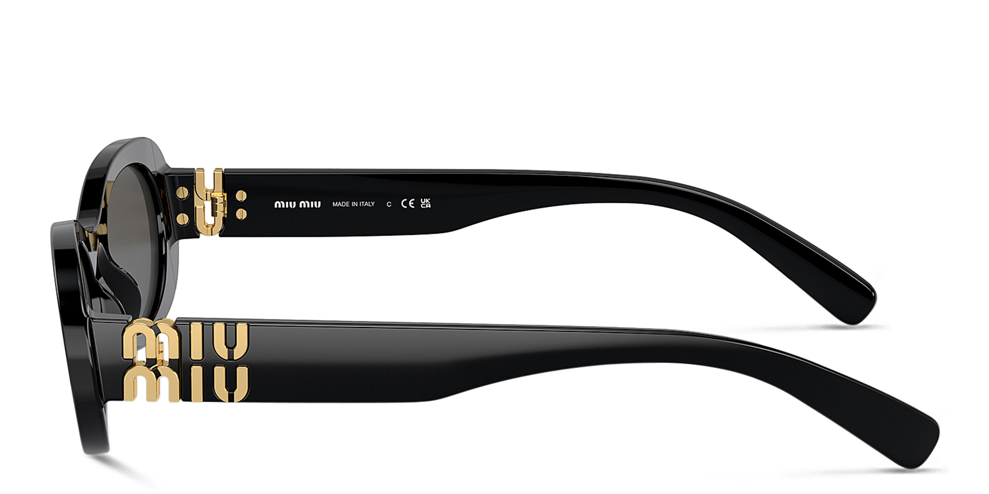 MIU MIU Oval Sunglasses in Black – Product Photo 3