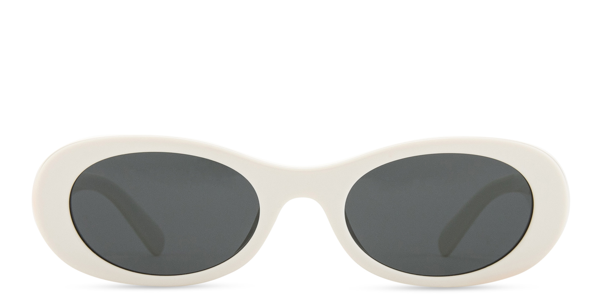 MIU MIU Vertical Logo Oval Sunglasses in White – Product Photo 1