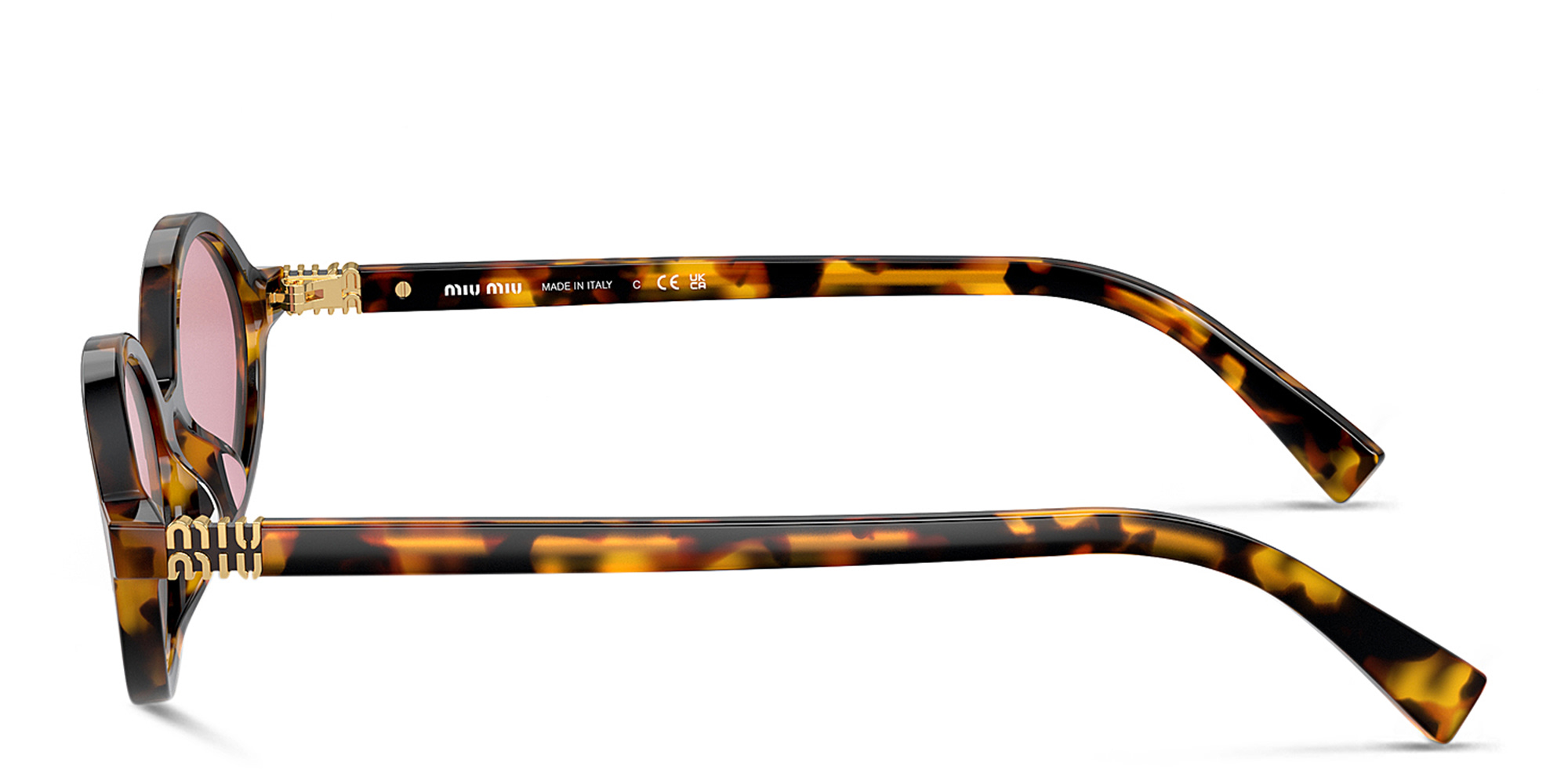 Shop MIU MIU Oval Sunglasses in Havana online.