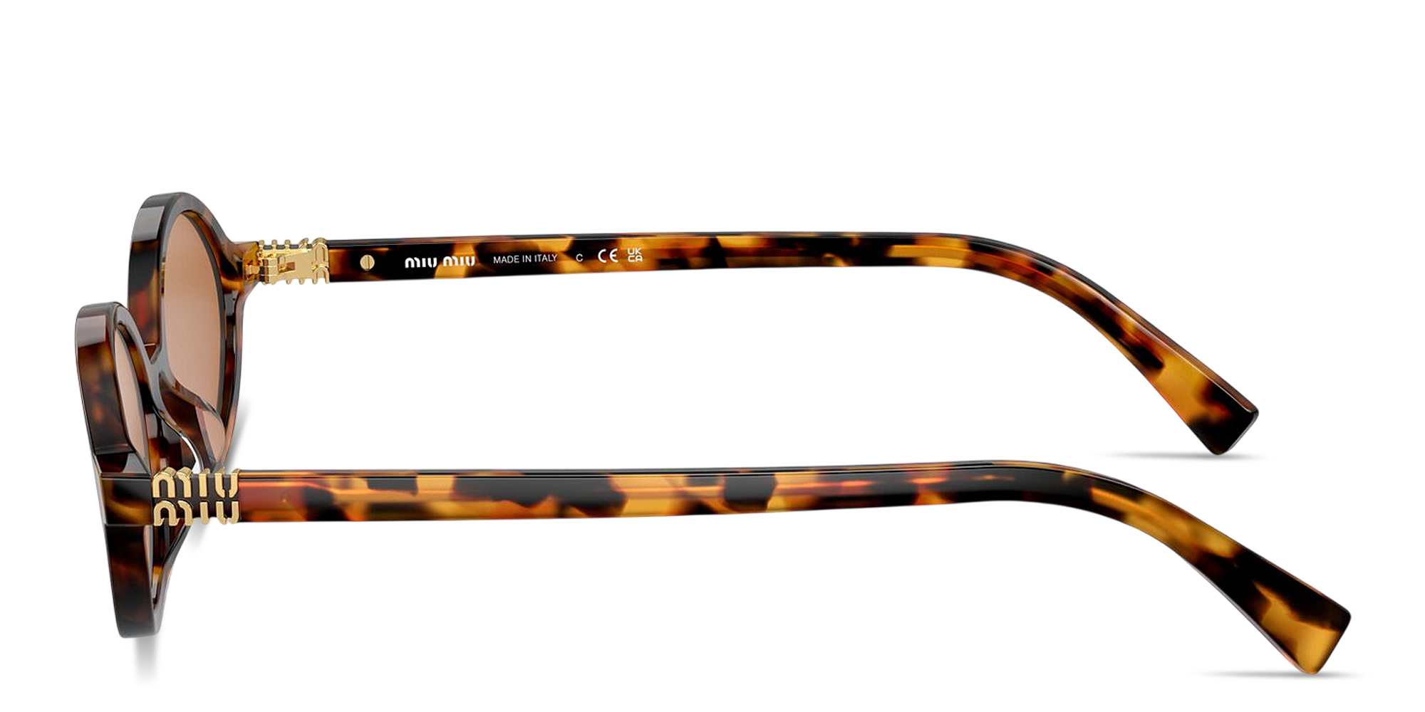 Shop MIU MIU Miu Regard Oval Sunglasses in Light Havana online.