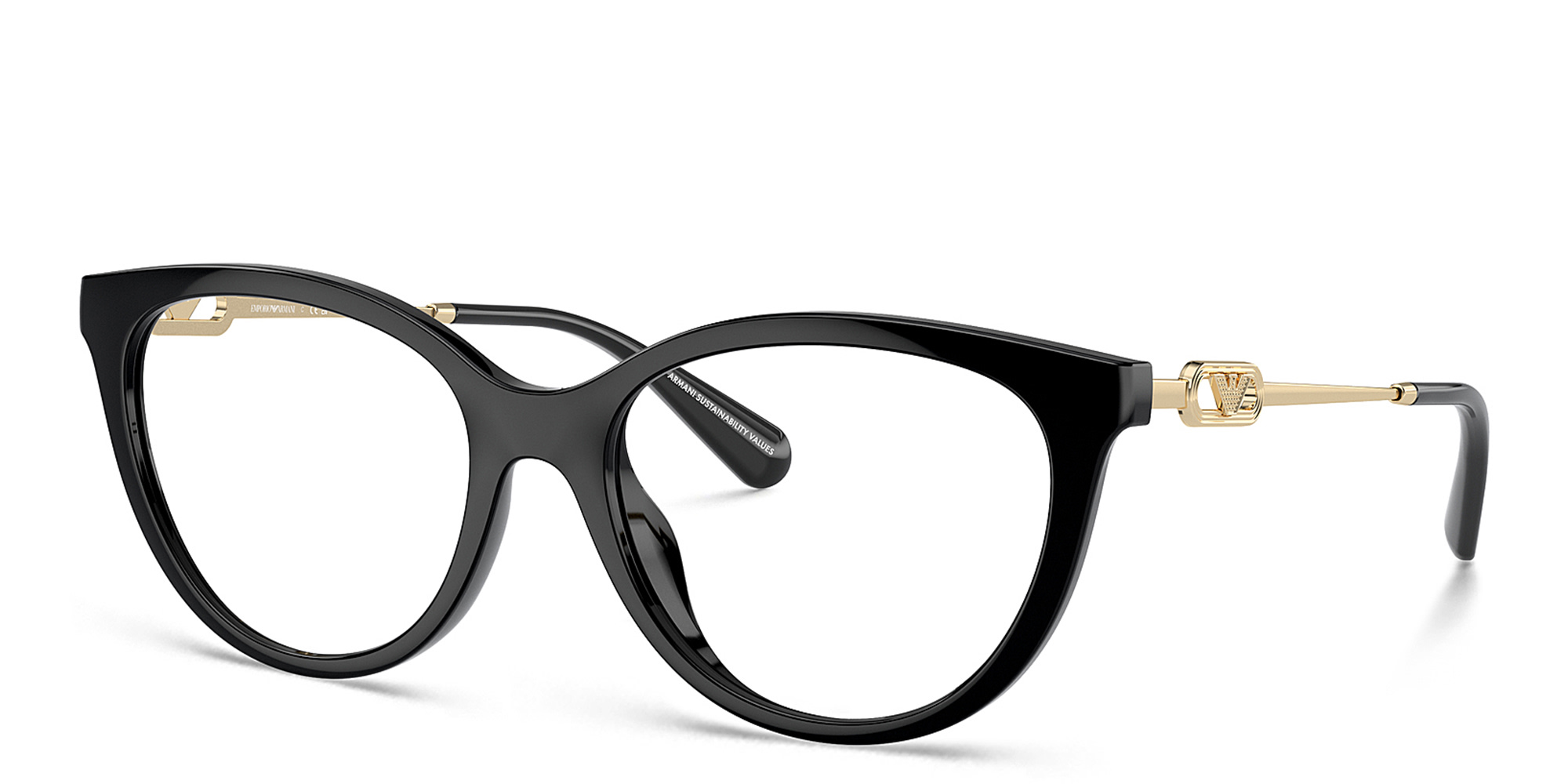 Shop Emporio Armani Cat-Eye Eyeglasses in Black online.