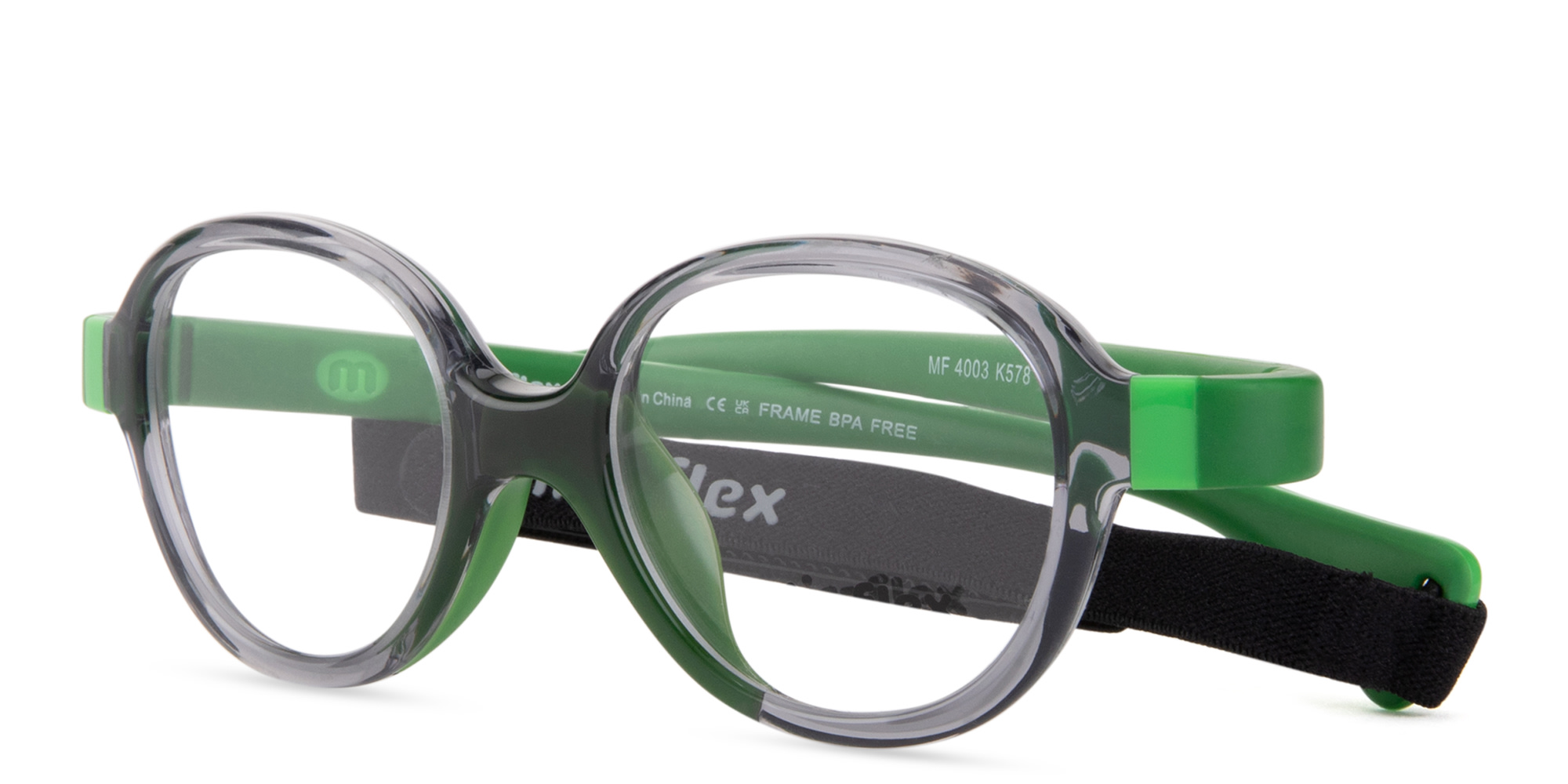 Shop Mira Flex Logo Kids Round Eyeglasses in Grey online.