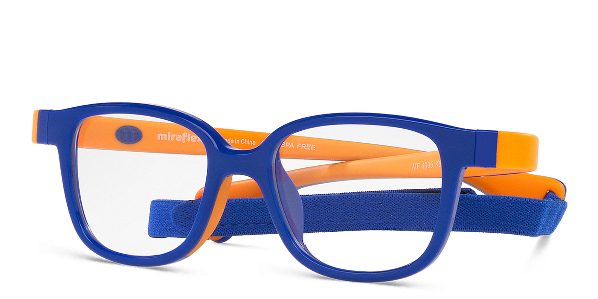 Mira Flex Logo Kids Square Eyeglasses in Blue – Product Photo 2