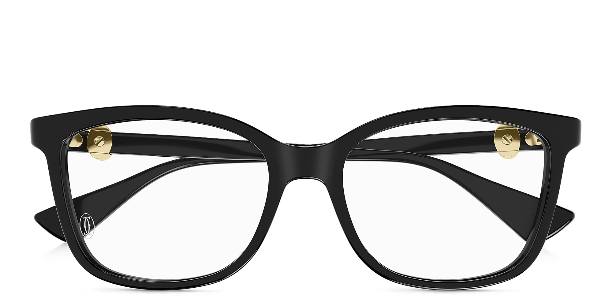 Shop Cartier C' de Cartier Wide Square Eyeglasses in Black online.