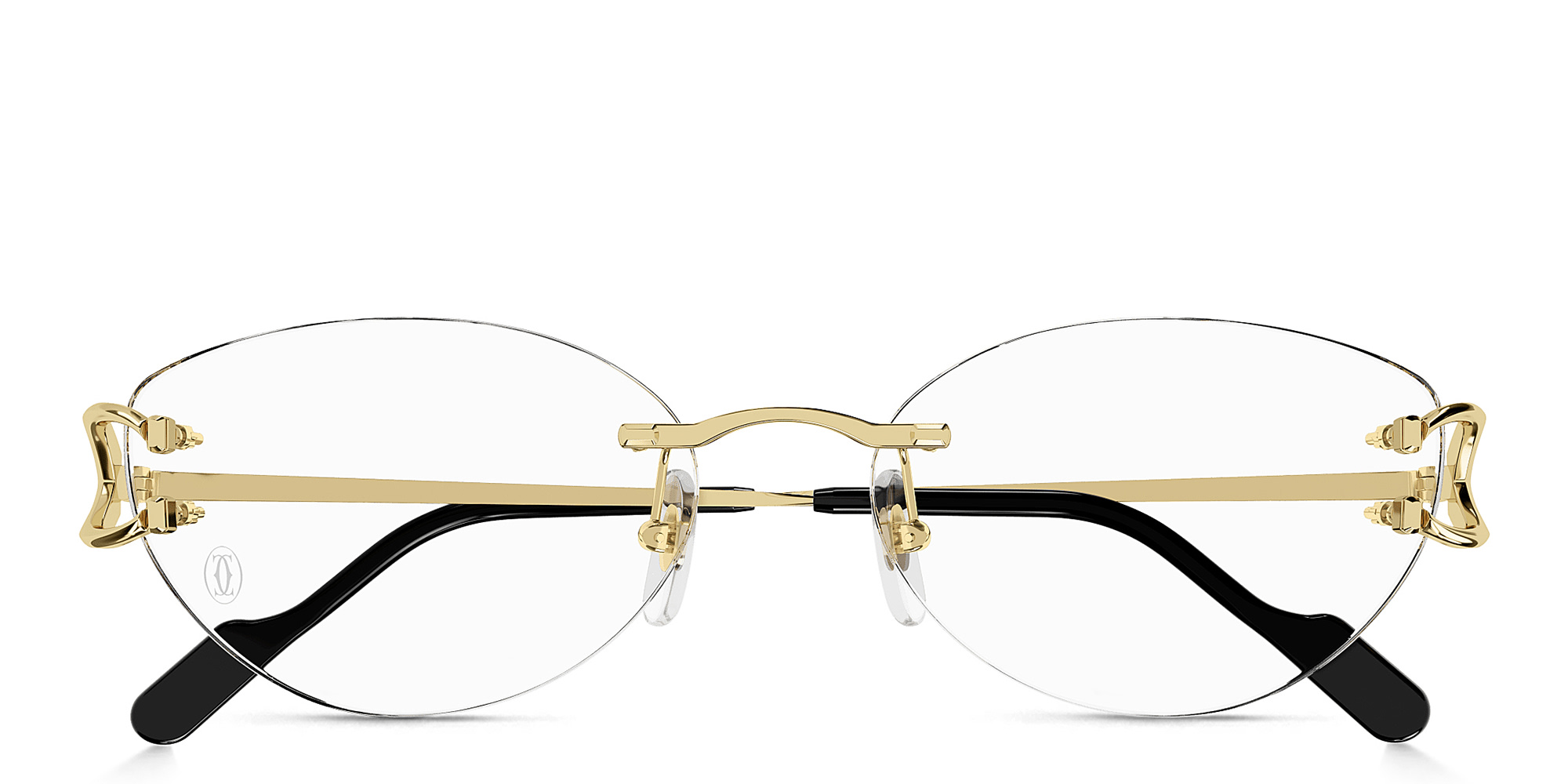 Shop Cartier C de Cartier Rimless Wide Cat-Eye Eyeglasses in Gold online.