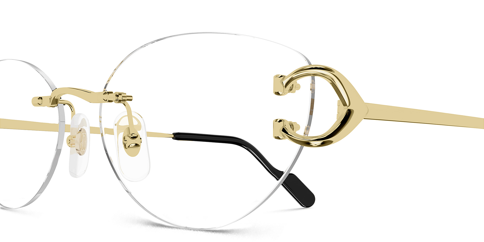 Shop Cartier C de Cartier Rimless Wide Cat-Eye Eyeglasses in Gold online.