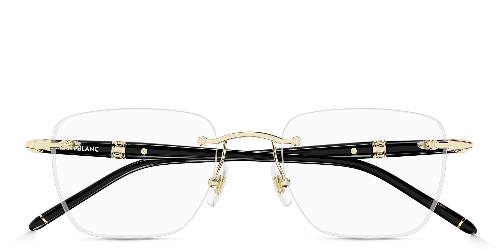 Shop MONTBLANC Meisterstück Rimless Rectangle Eyeglasses in Gold online.