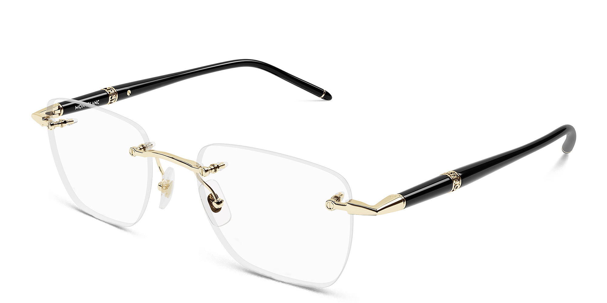 Shop MONTBLANC Meisterstück Rimless Rectangle Eyeglasses in Gold online.
