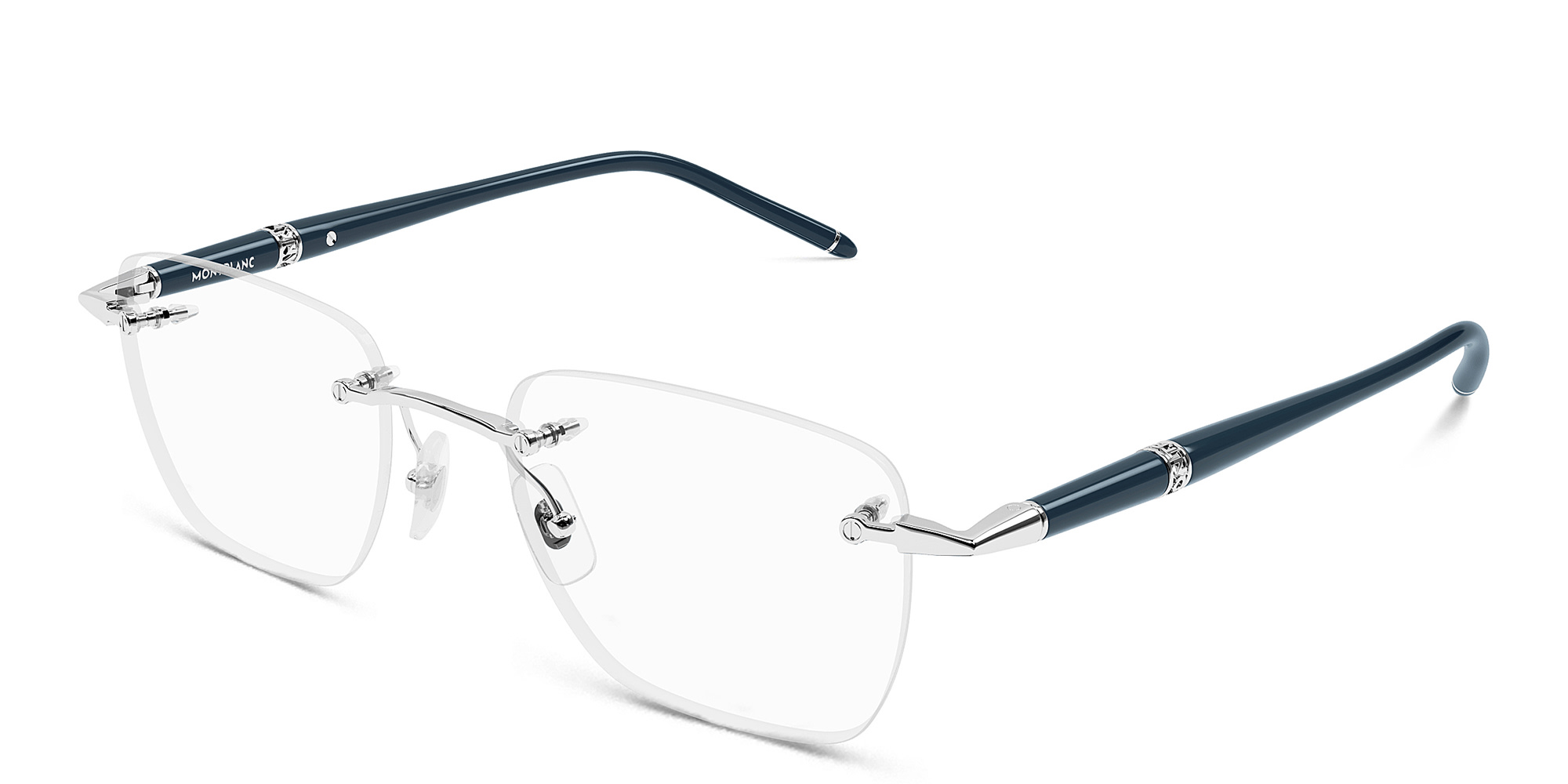 تسوق نظارات طبية ميسترشتوك بتصميم مستطيل بدون إطار مونت بلانك بلون فضي أونلاين.
