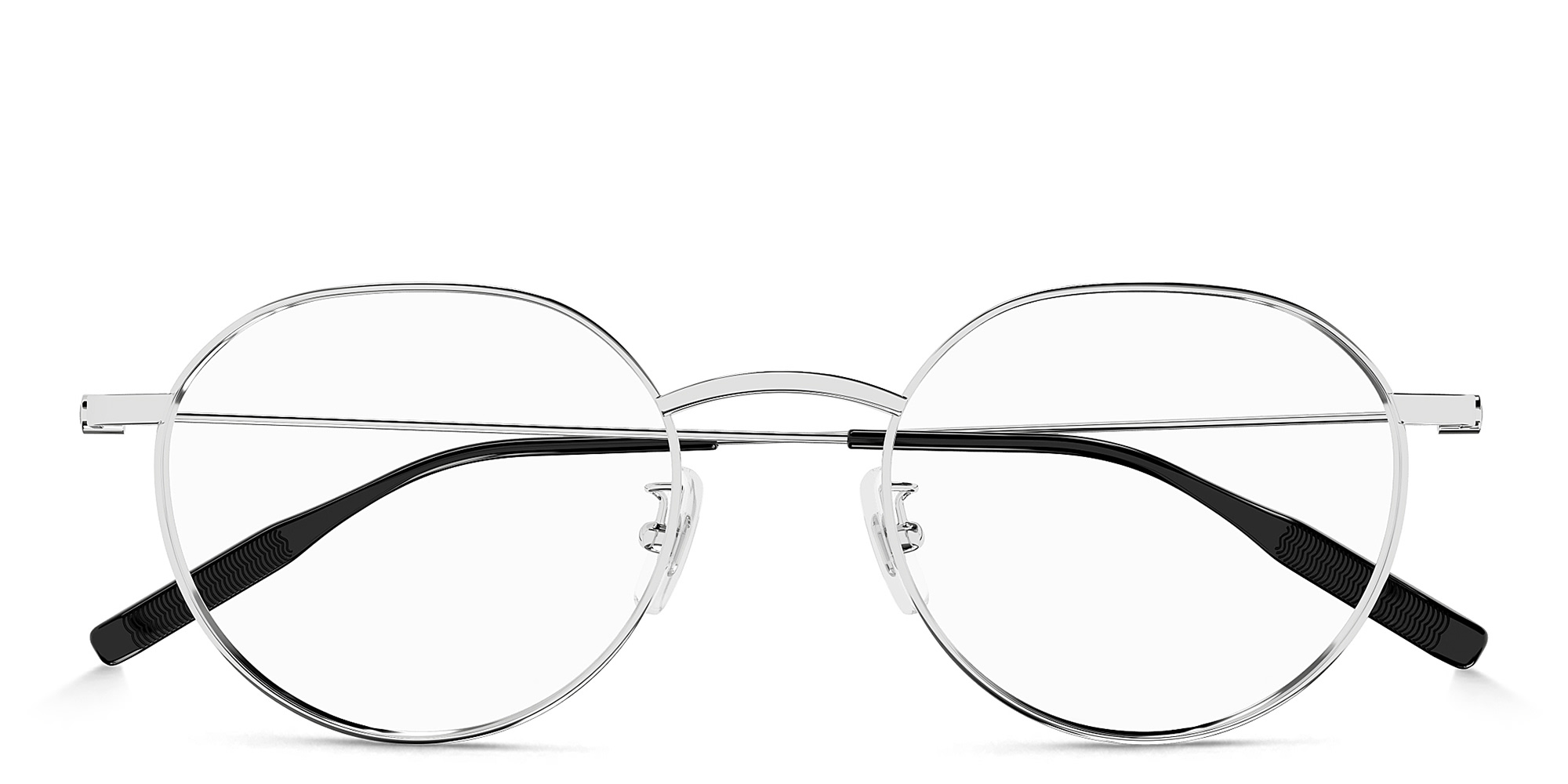 Shop MONTBLANC Snowcap Round Eyeglasses in Silver online.