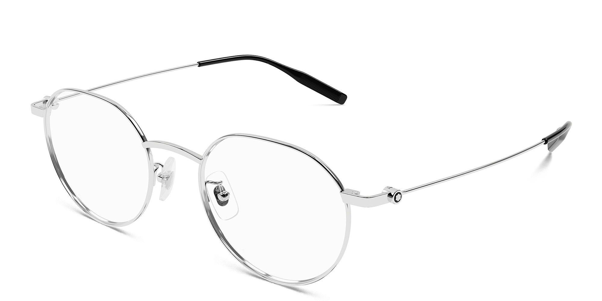 MONTBLANC Snowcap Round Eyeglasses in Silver – Product Photo 2